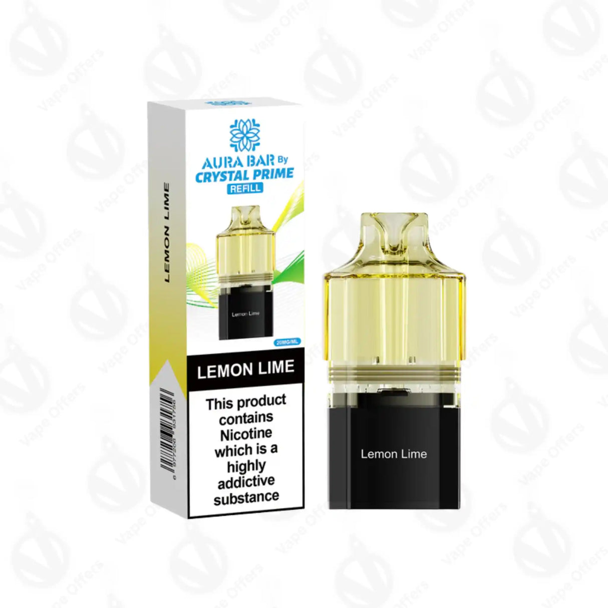 Crystal Prime Aura Bar 10k Lemon Lime Prefilled Vape Pod