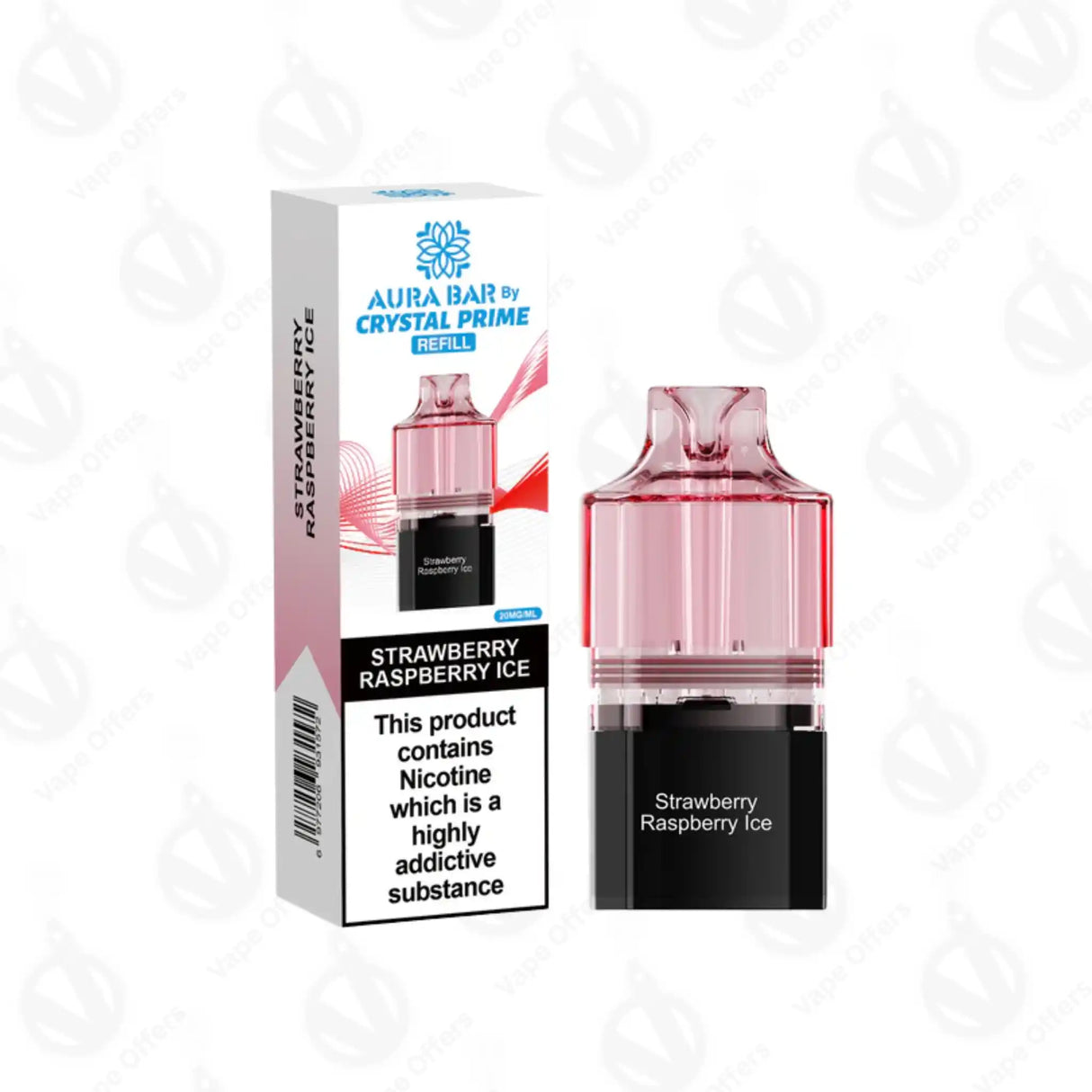 Crystal Prime Aura Bar 10k Strawberry Raspberry Ice Prefilled Vape Pod