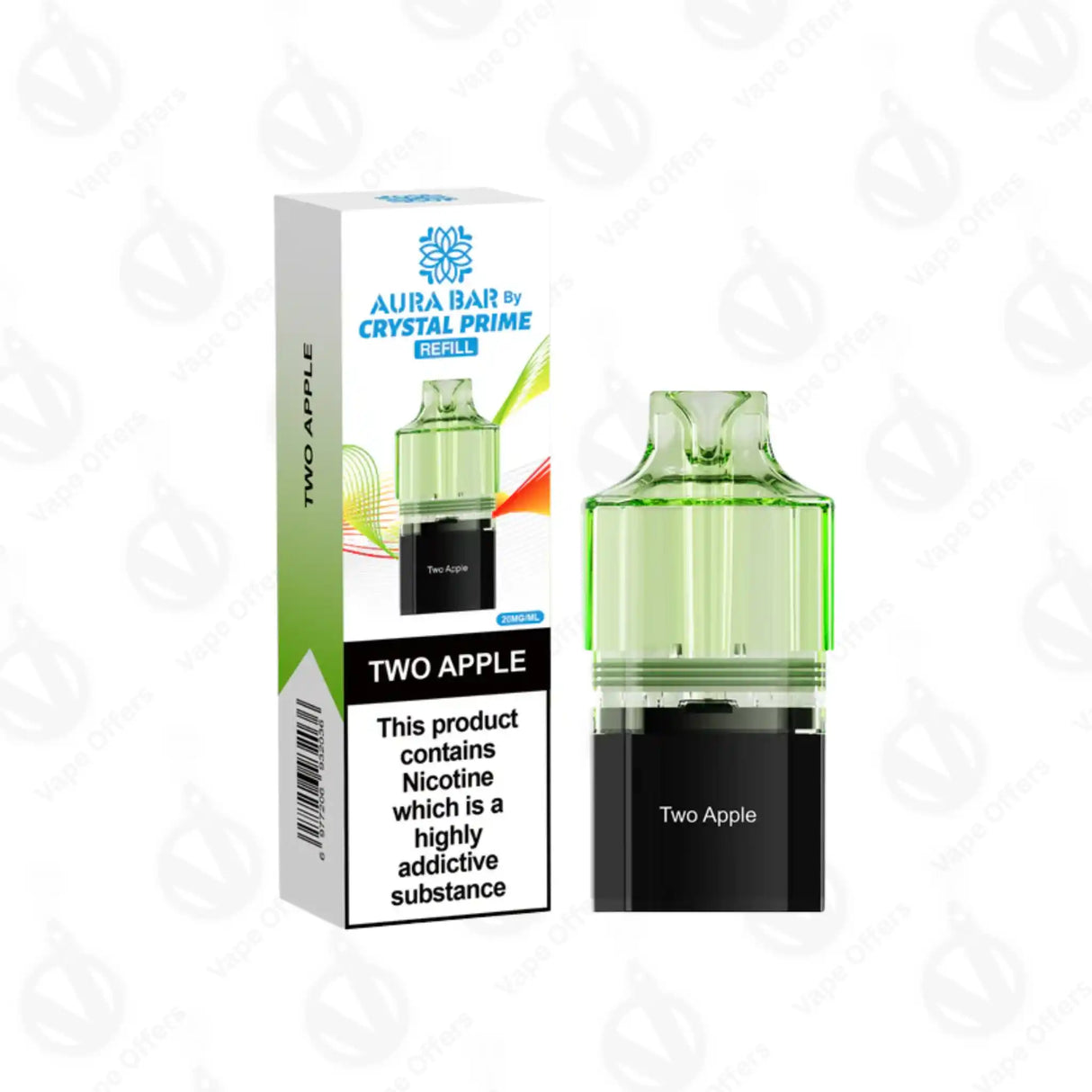 Crystal Prime Aura Bar 10k Two Apple Prefilled Vape Pod