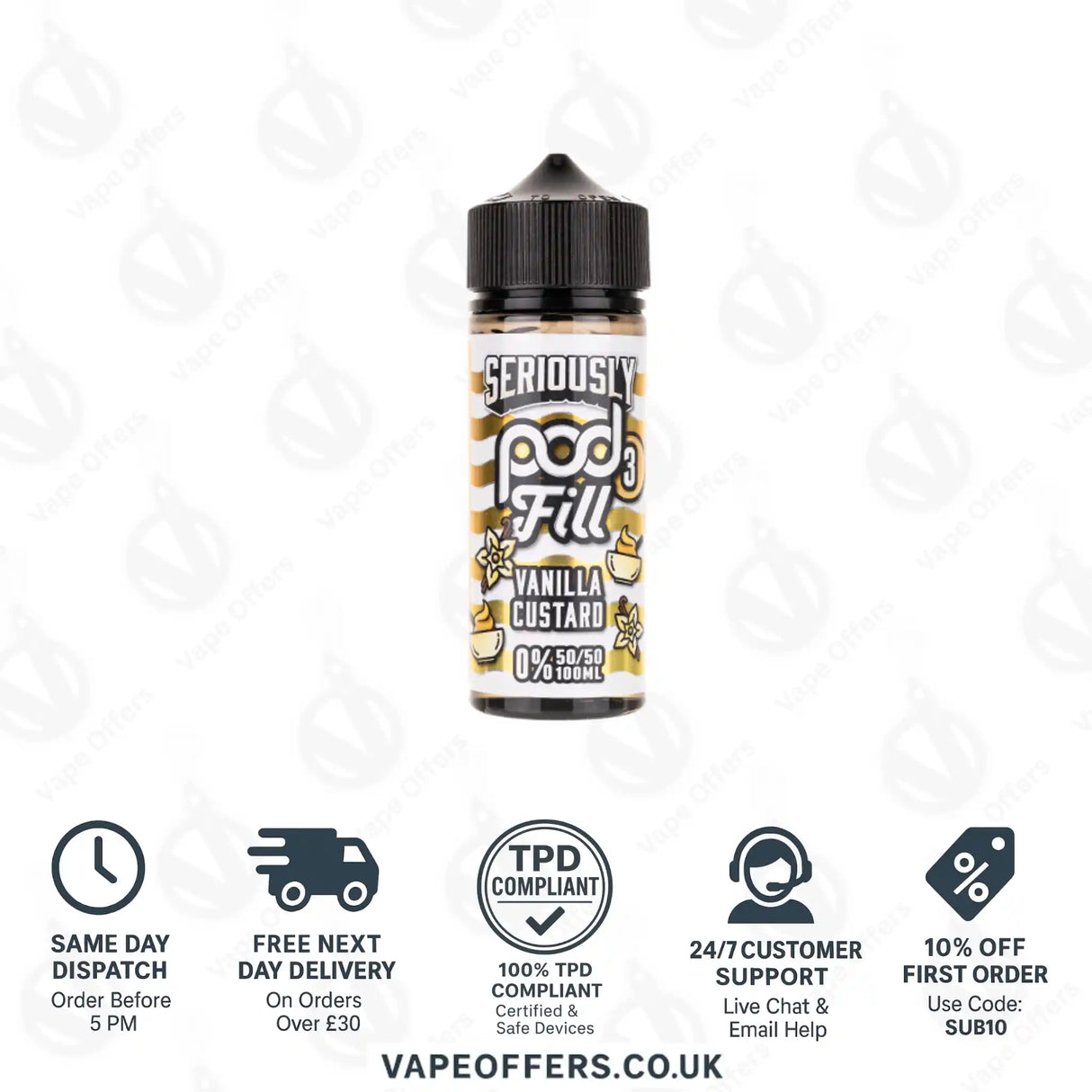 Doozy’s Seriously Pod Fill 3 Vanilla Custard 100ml Shortfill