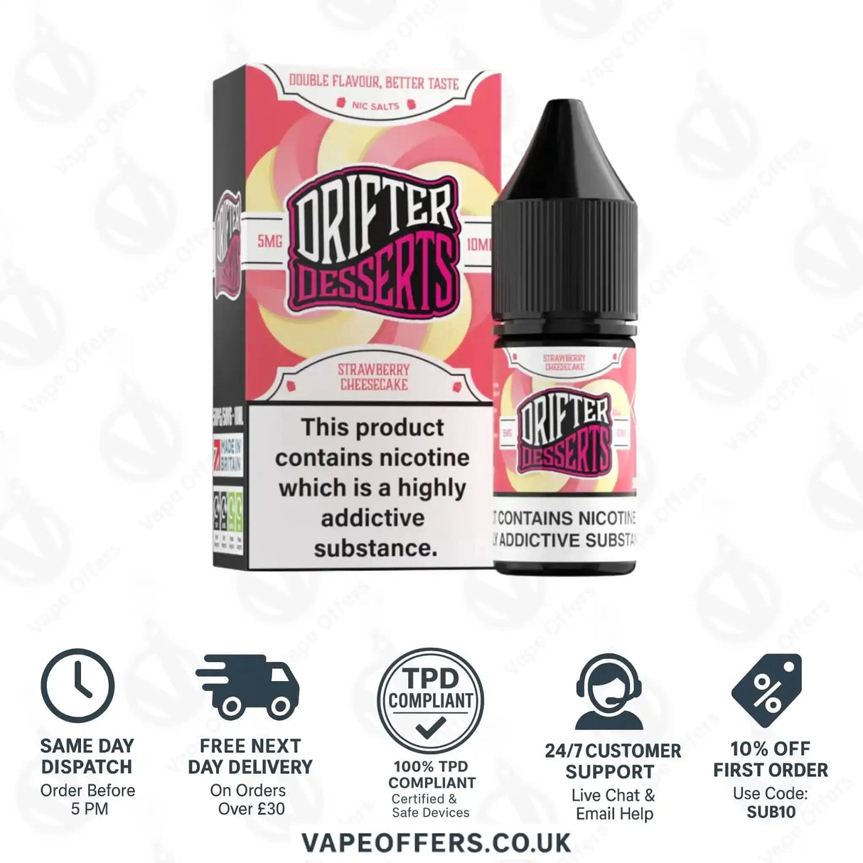 Drifter Dessert Strawberry Cheesecake 10ml Nic Salt