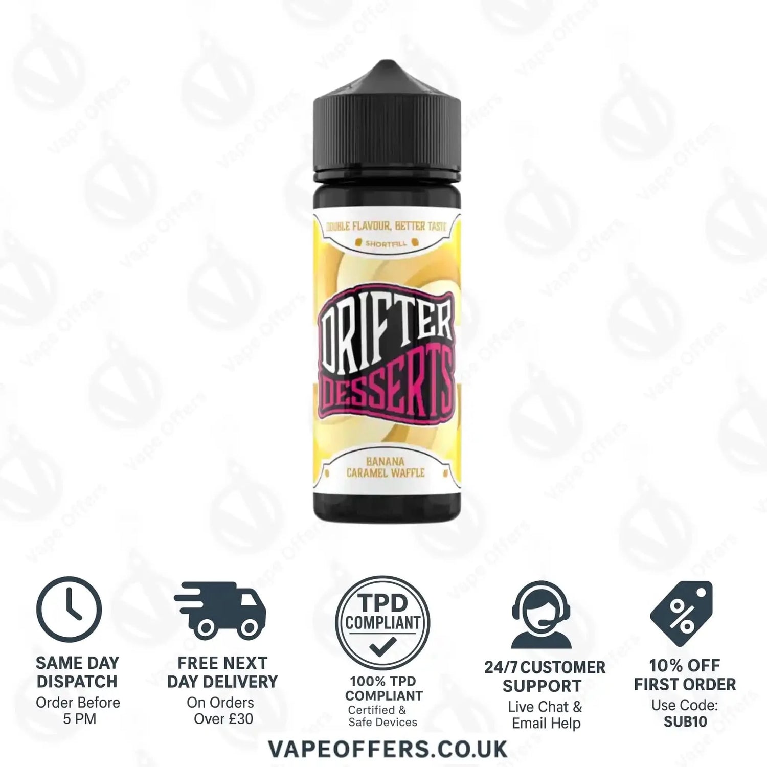Drifter Desserts 100ml Shortfill Banana Caramel Waffle