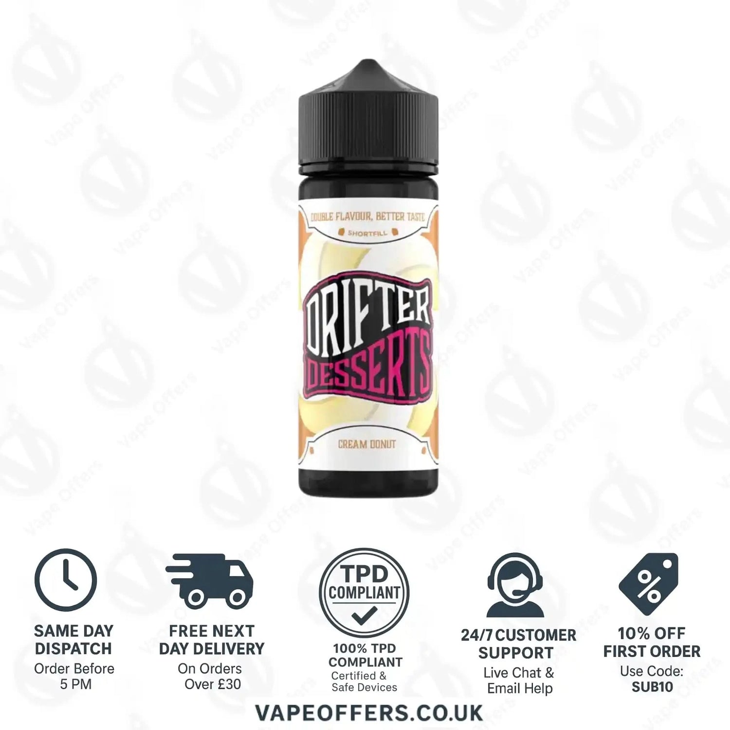 Drifter Desserts 100ml Shortfill Cream Doughnut