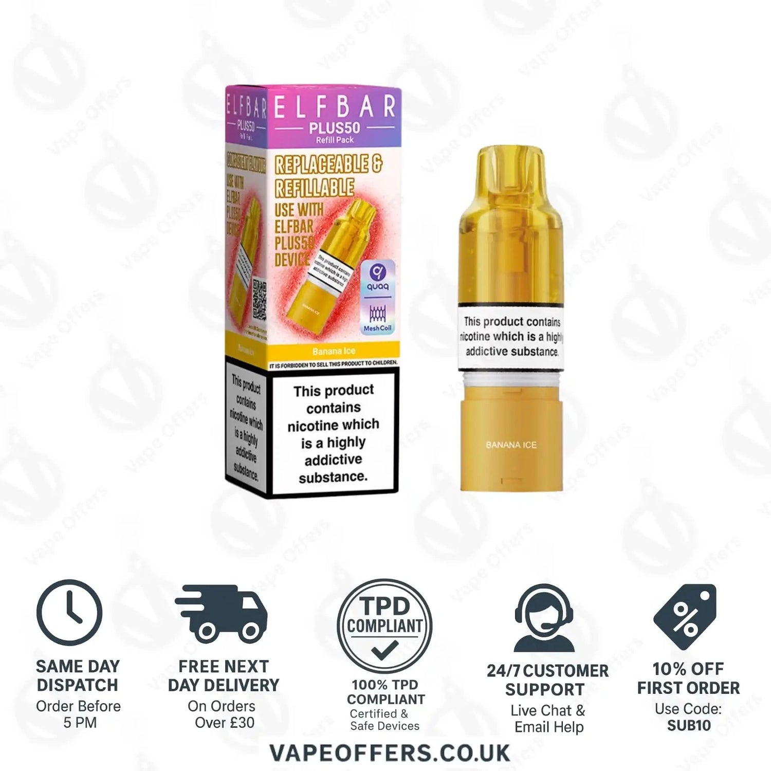 ELFBAR Plus 50 Prefilled Pods Banana Ice