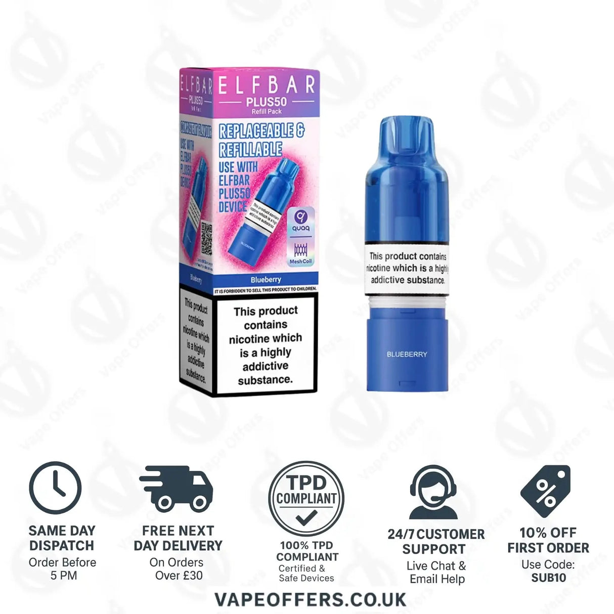 ELFBAR Plus 50 Prefilled Pods Blueberry