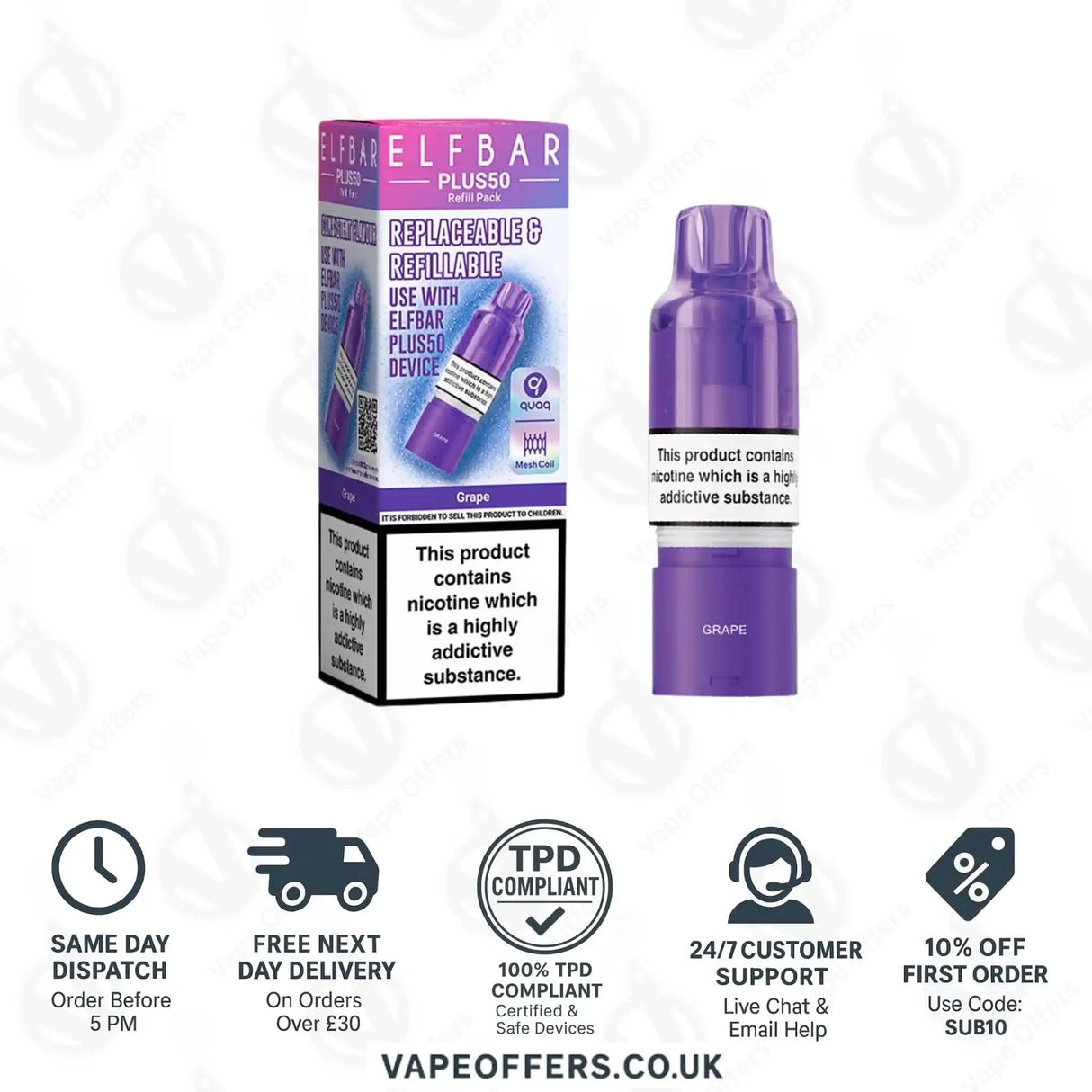 ELFBAR Plus 50 Prefilled Pods Grape