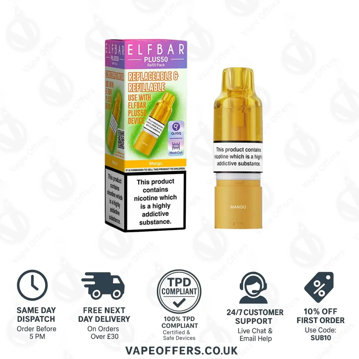 ELFBAR Plus 50 Prefilled Pods Mango