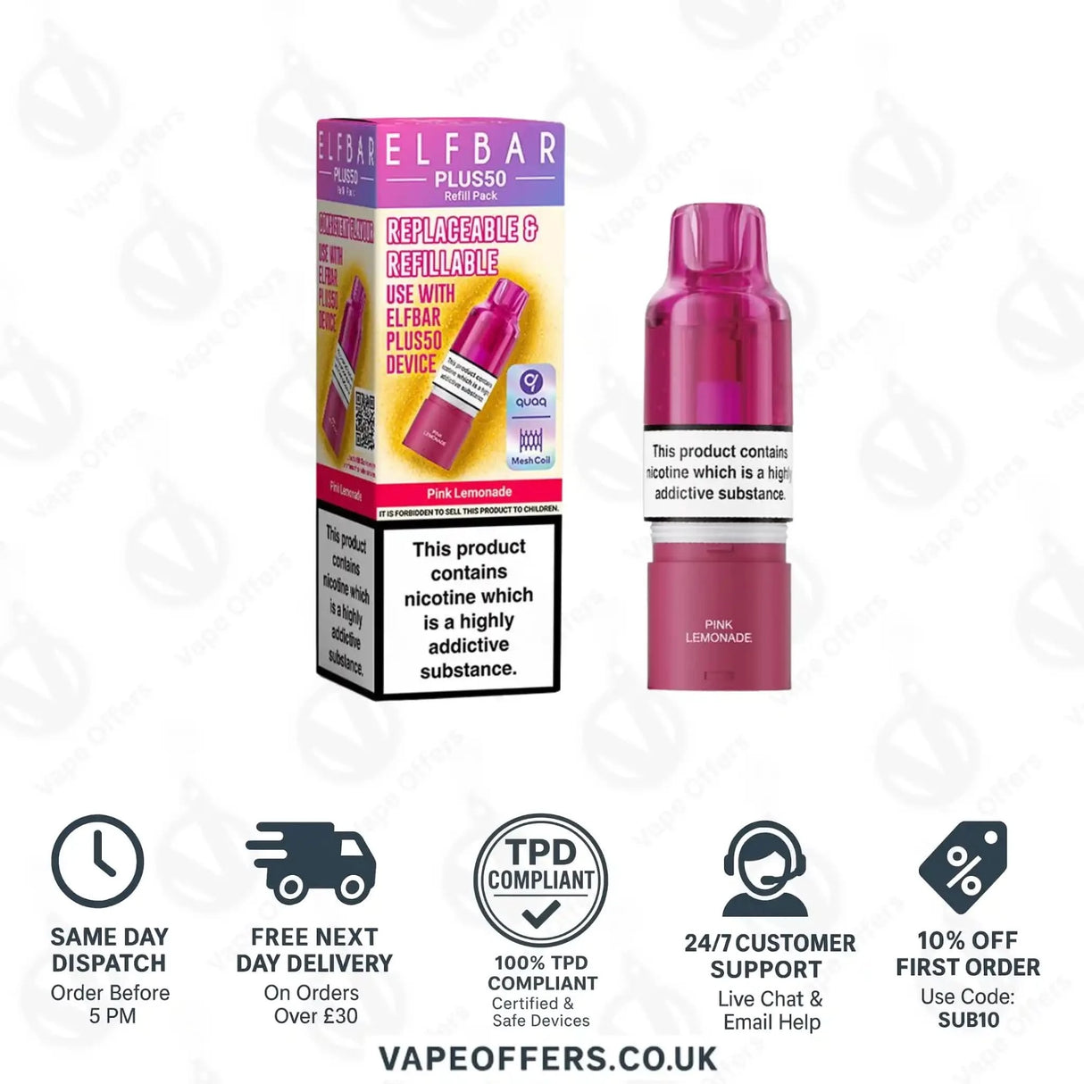 ELFBAR Plus 50 Prefilled Pods Pink Lemonade