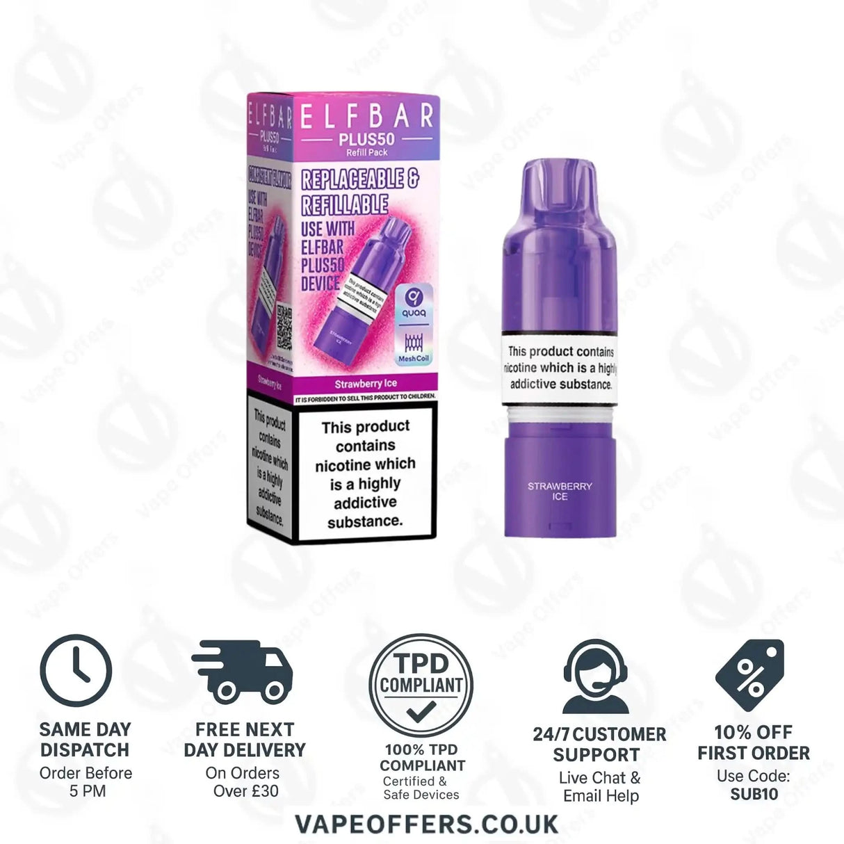 ELFBAR Plus 50 Prefilled Pods Strawberry Ice