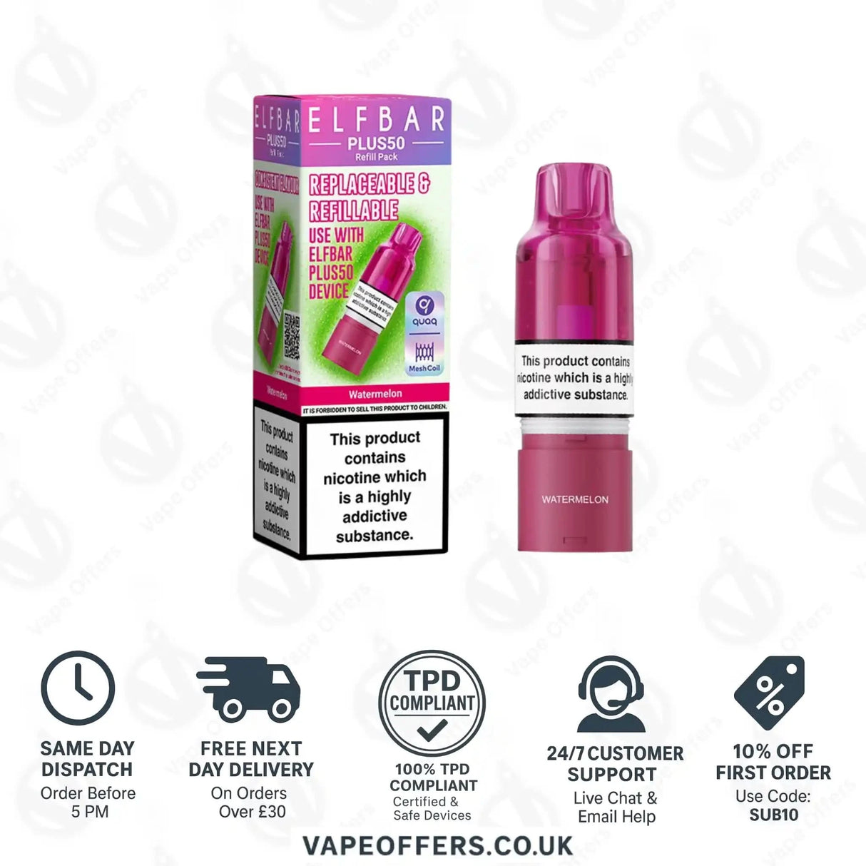 ELFBAR Plus 50 Prefilled Pods Watermelon