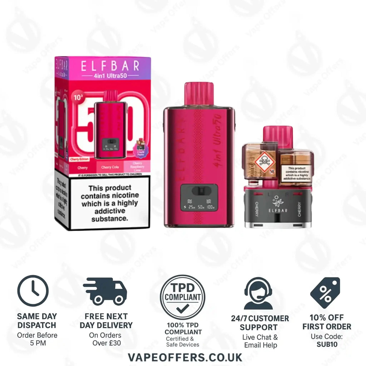 Elf Bar 4-in-1 Ultra 50 Prefilled Pod Kit Cherry Edition