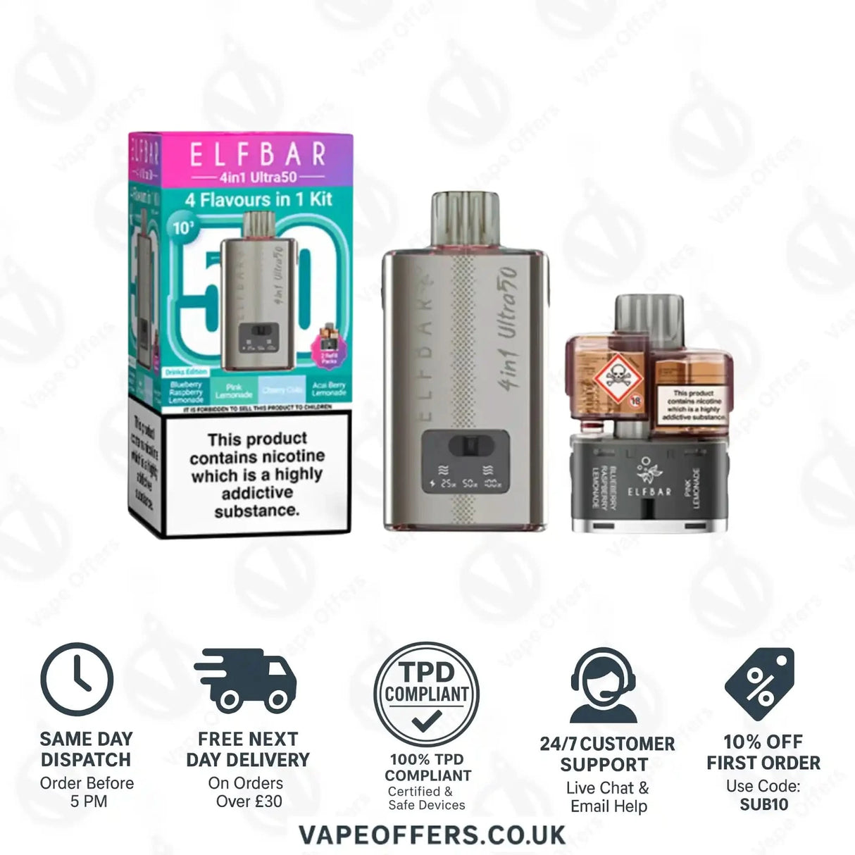 Elf Bar 4-in-1 Ultra 50 Prefilled Pod Kit Drinks Edition