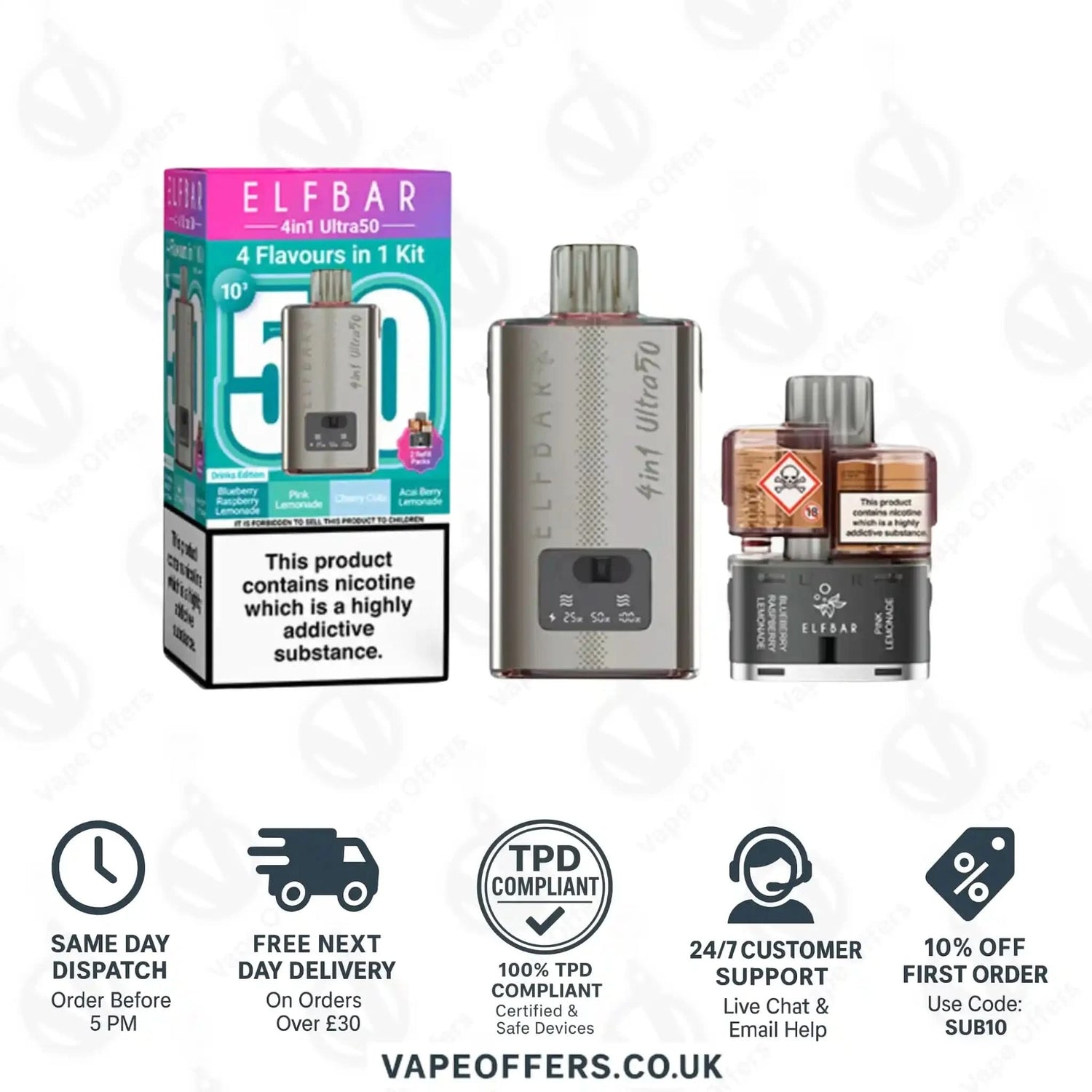 Elf Bar 4-in-1 Ultra 50 Prefilled Pod Kit Drinks Edition