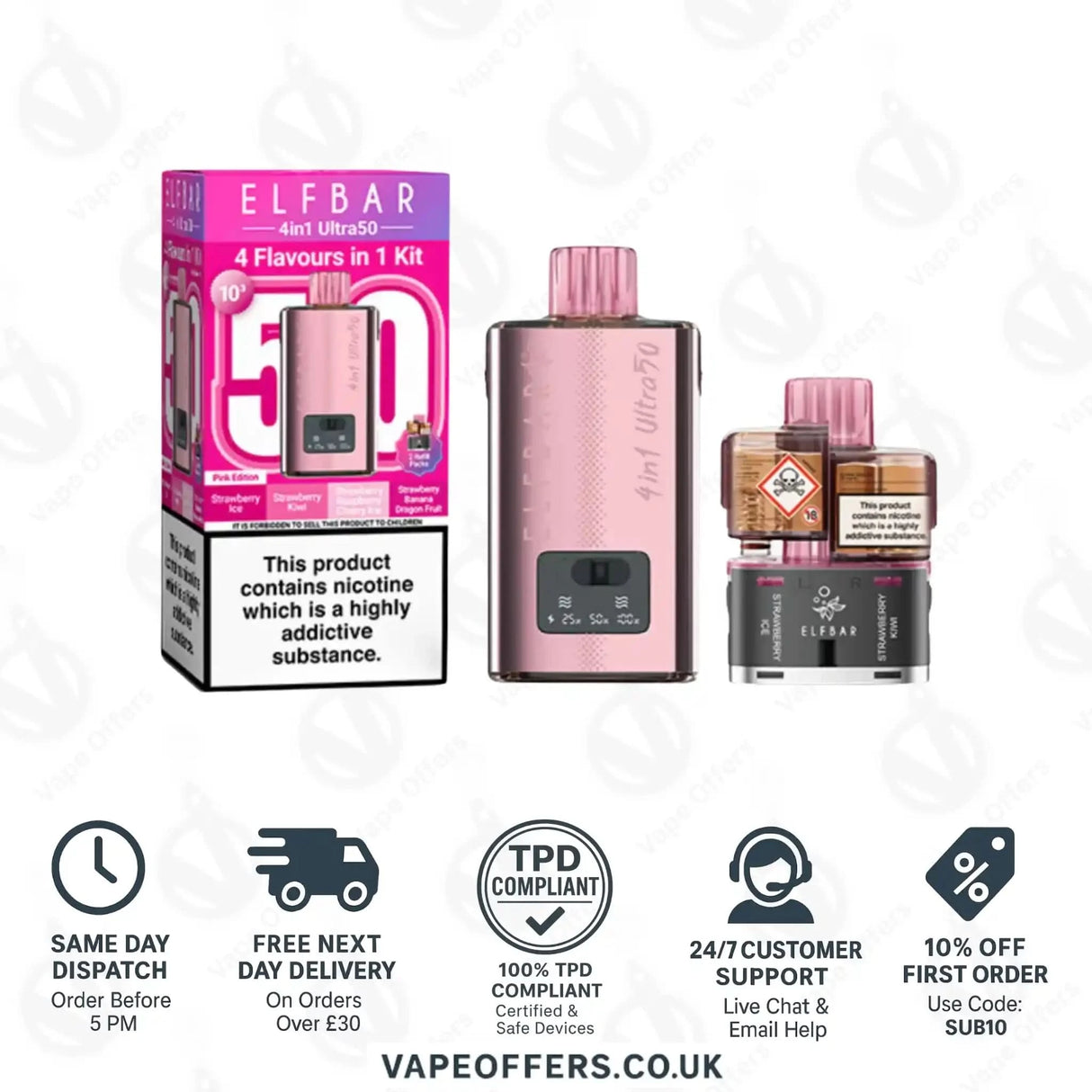 Elf Bar 4-in-1 Ultra 50 Prefilled Pod Kit Pink Edition