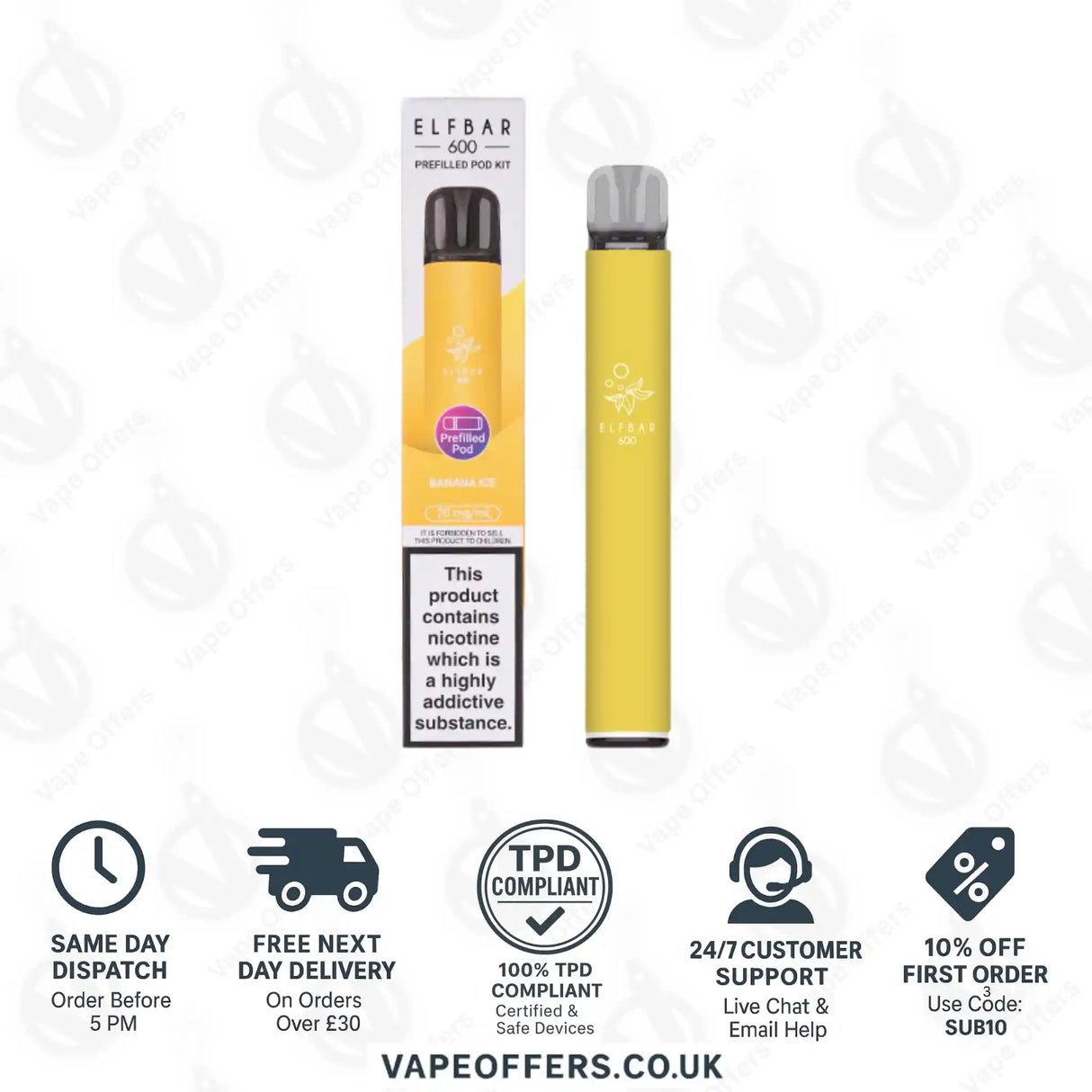 Elf Bar 600 Prefilled Pod Vape Kit Banana Ice