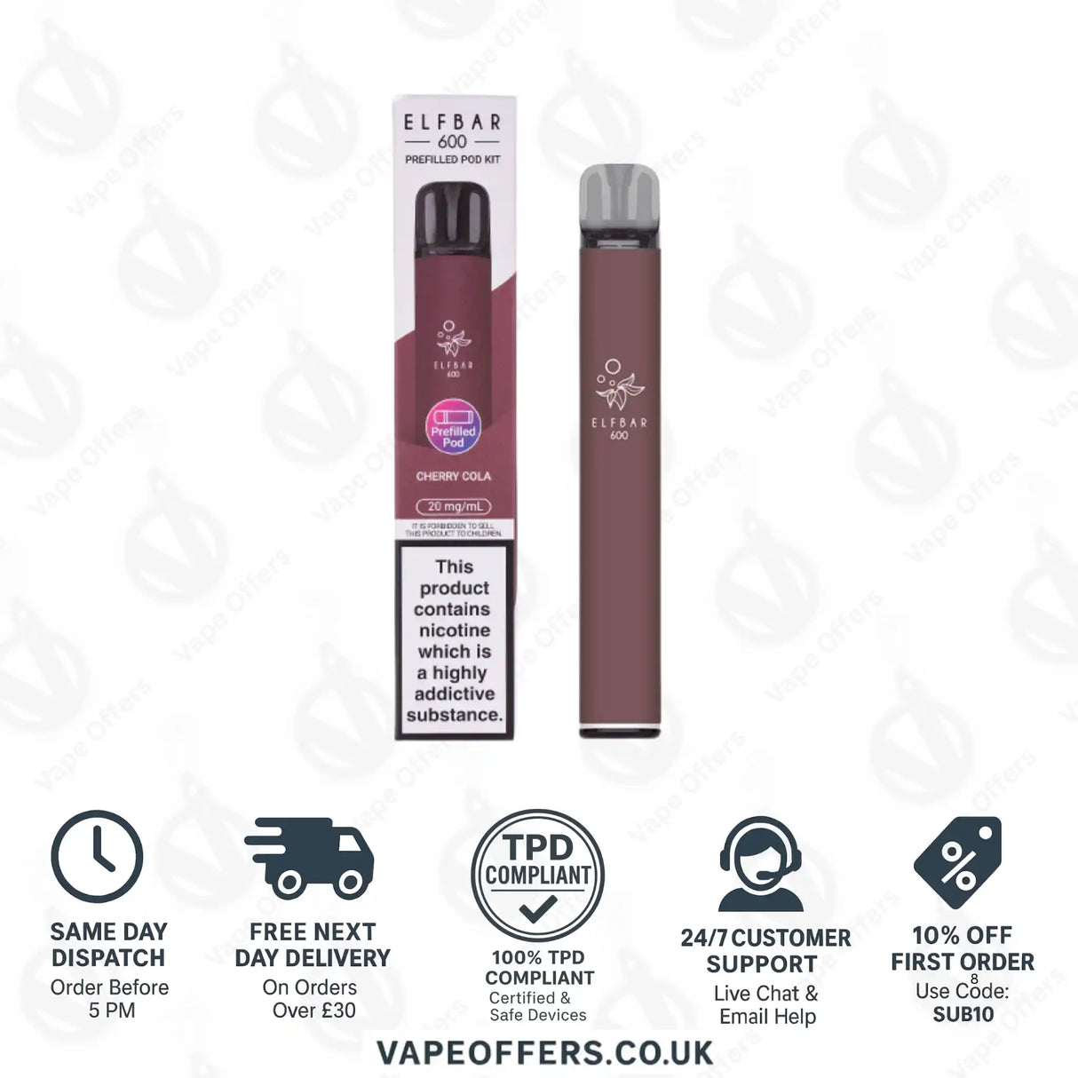 Elf Bar 600 Prefilled Pod Vape Kit Cherry Cola