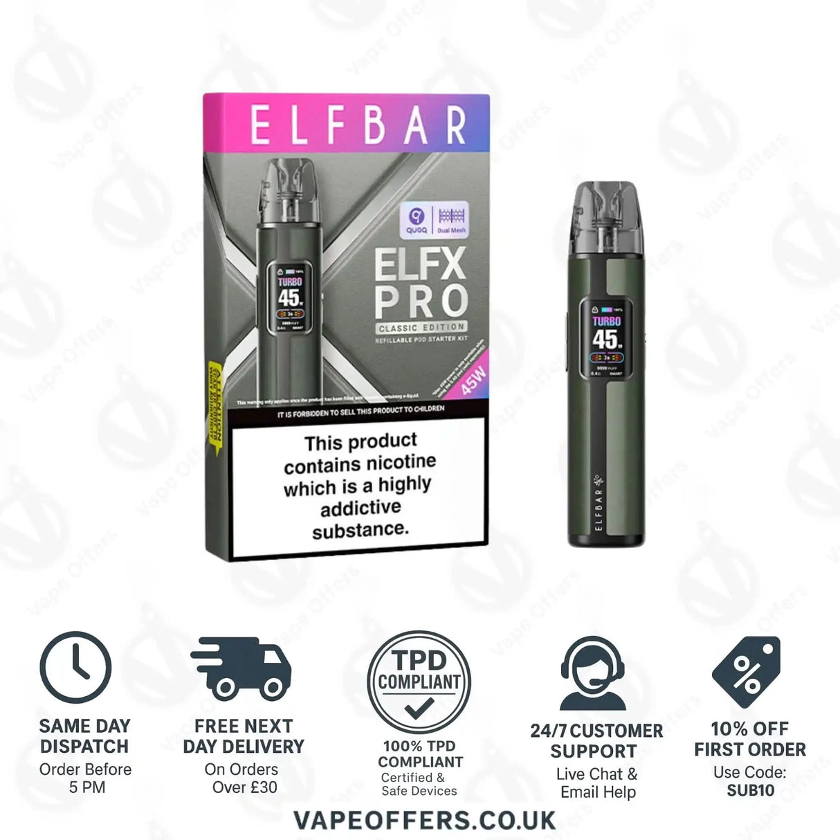 Elf Bar Elfx Pro Classic Edition Pod Vape Kit Cowboy Grey