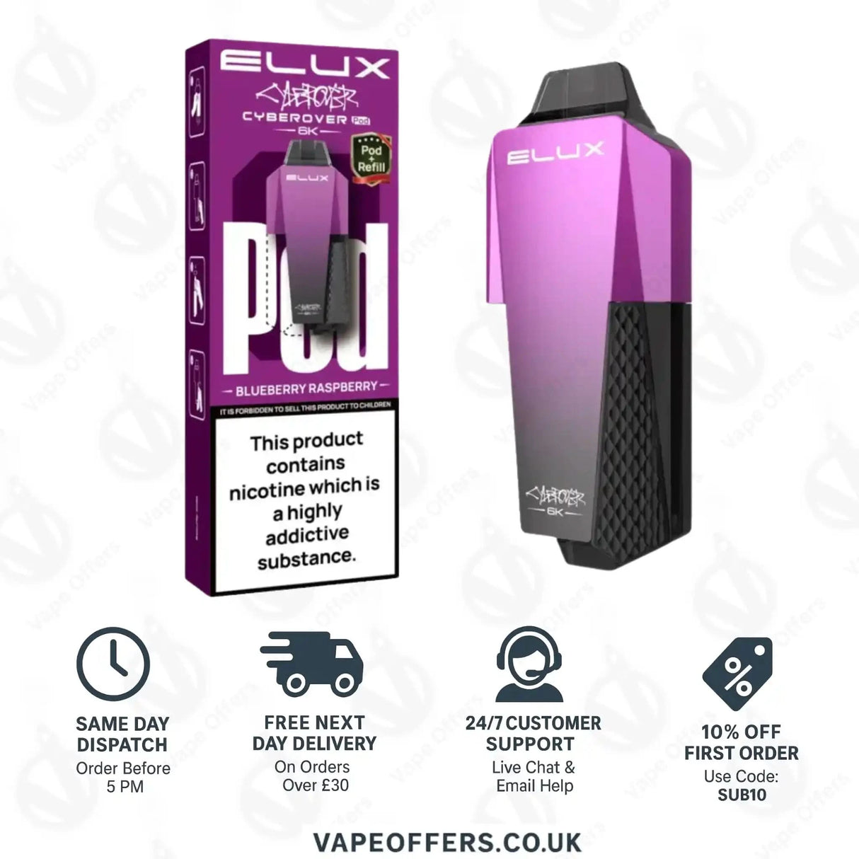 Elux Cyberover 6K Blueberry Raspberry Prefilled Pod