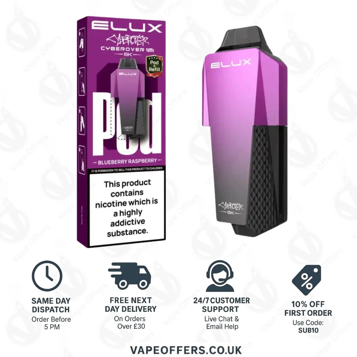 Elux Cyberover 6K Blueberry Raspberry Prefilled Pod