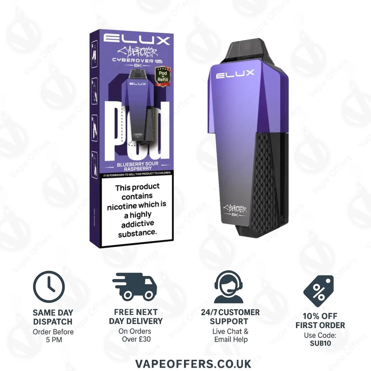 Elux Cyberover 6K Blueberry Sour Raspberry Prefilled Pod