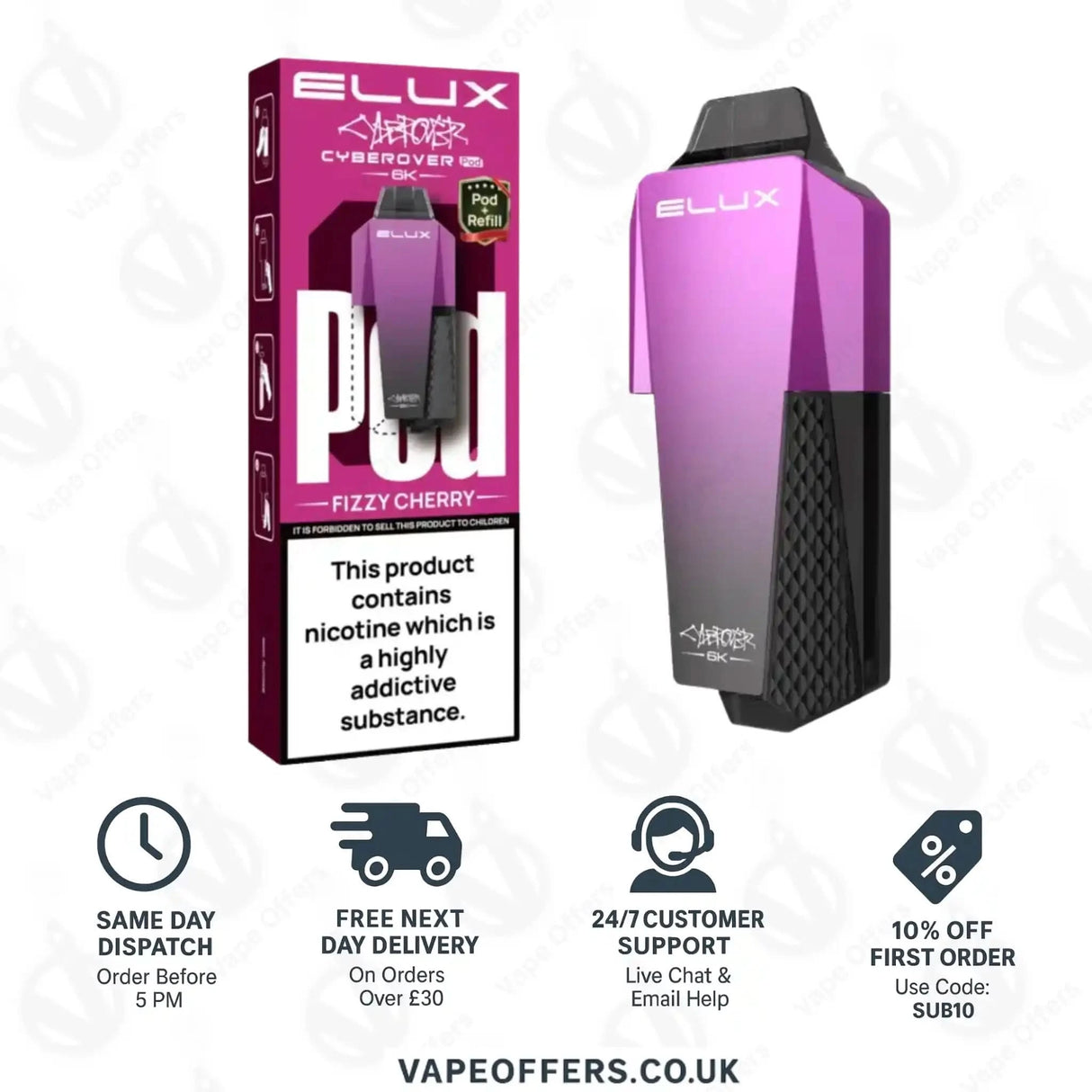 Elux Cyberover 6K Fizzy Cherry Prefilled Pod