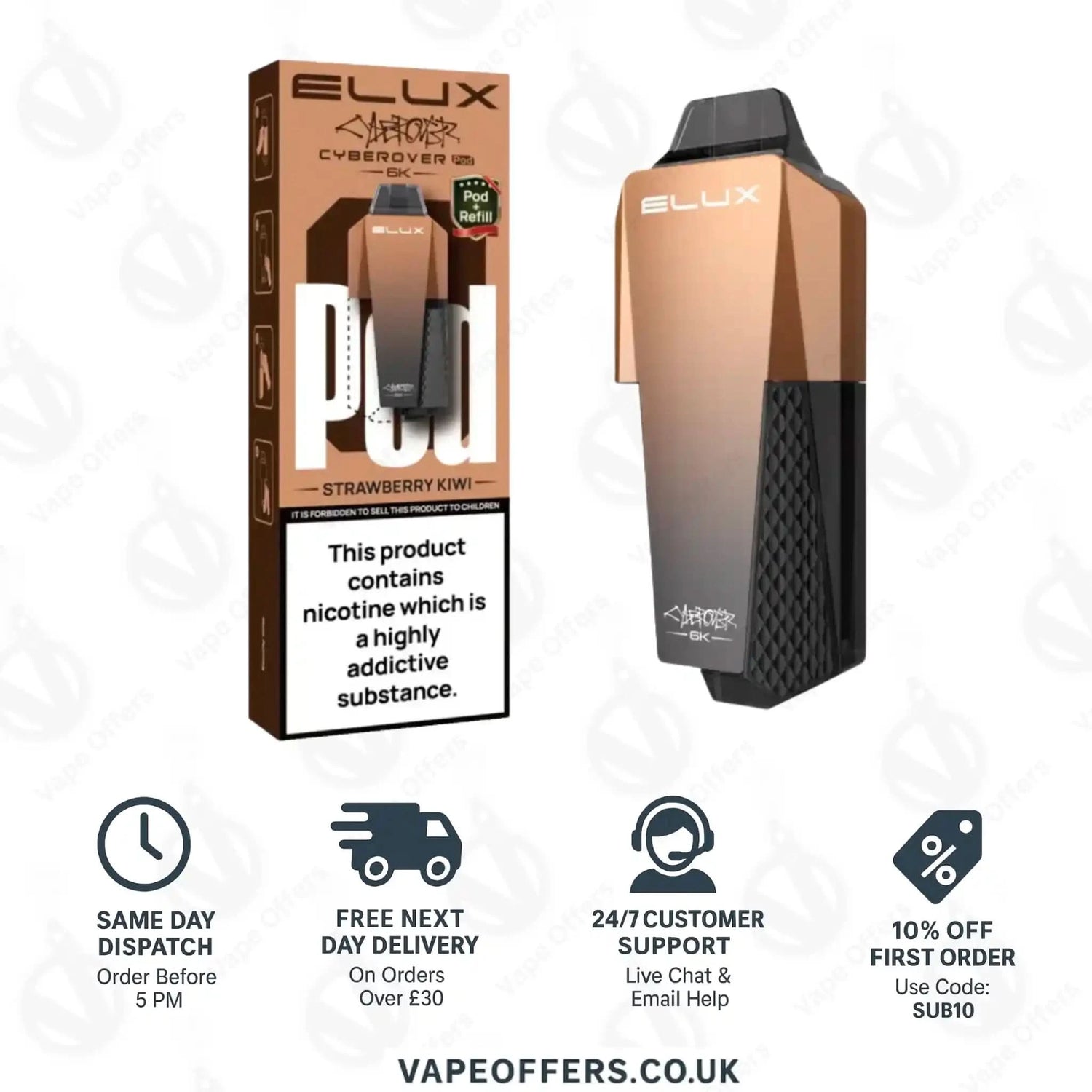 Elux Cyberover 6K Strawberry Kiwi Prefilled Pod