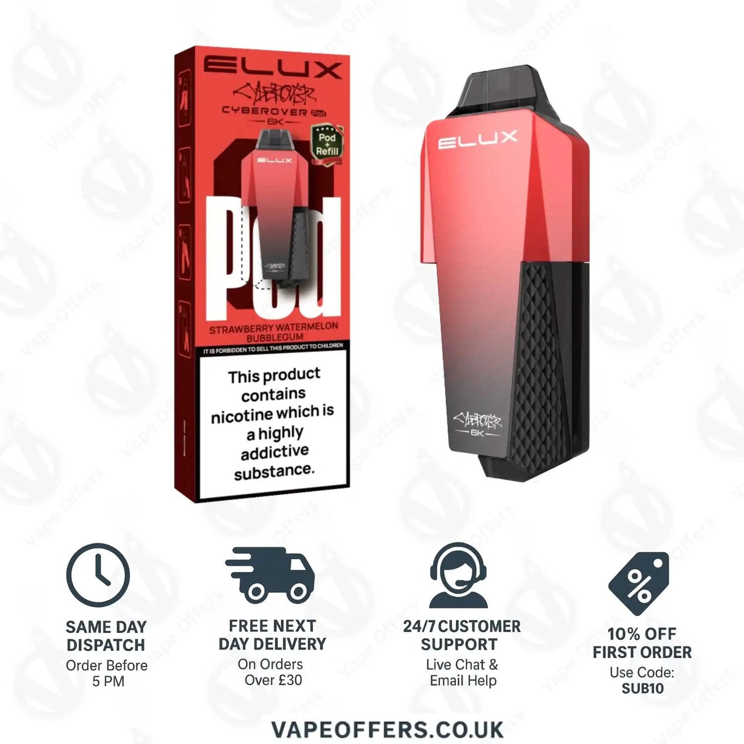 Elux Cyberover 6K Strawberry Watermelon Bubblegum Prefilled Pod