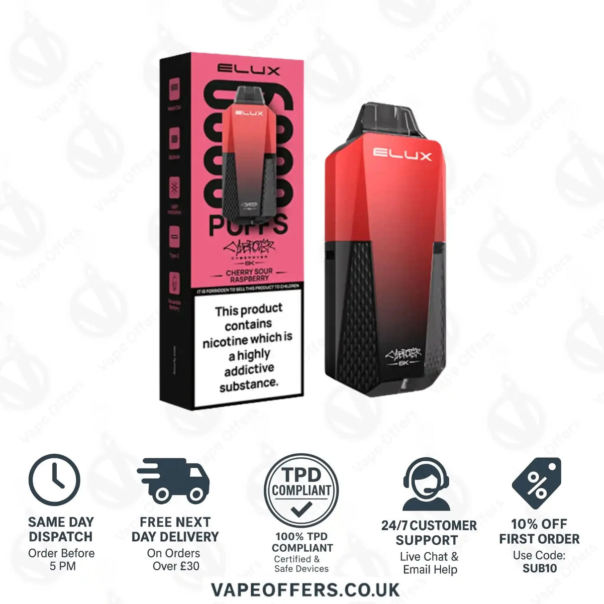 Elux Cyberover 6k Prefilled Pod Kit Cherry Sour Raspberry