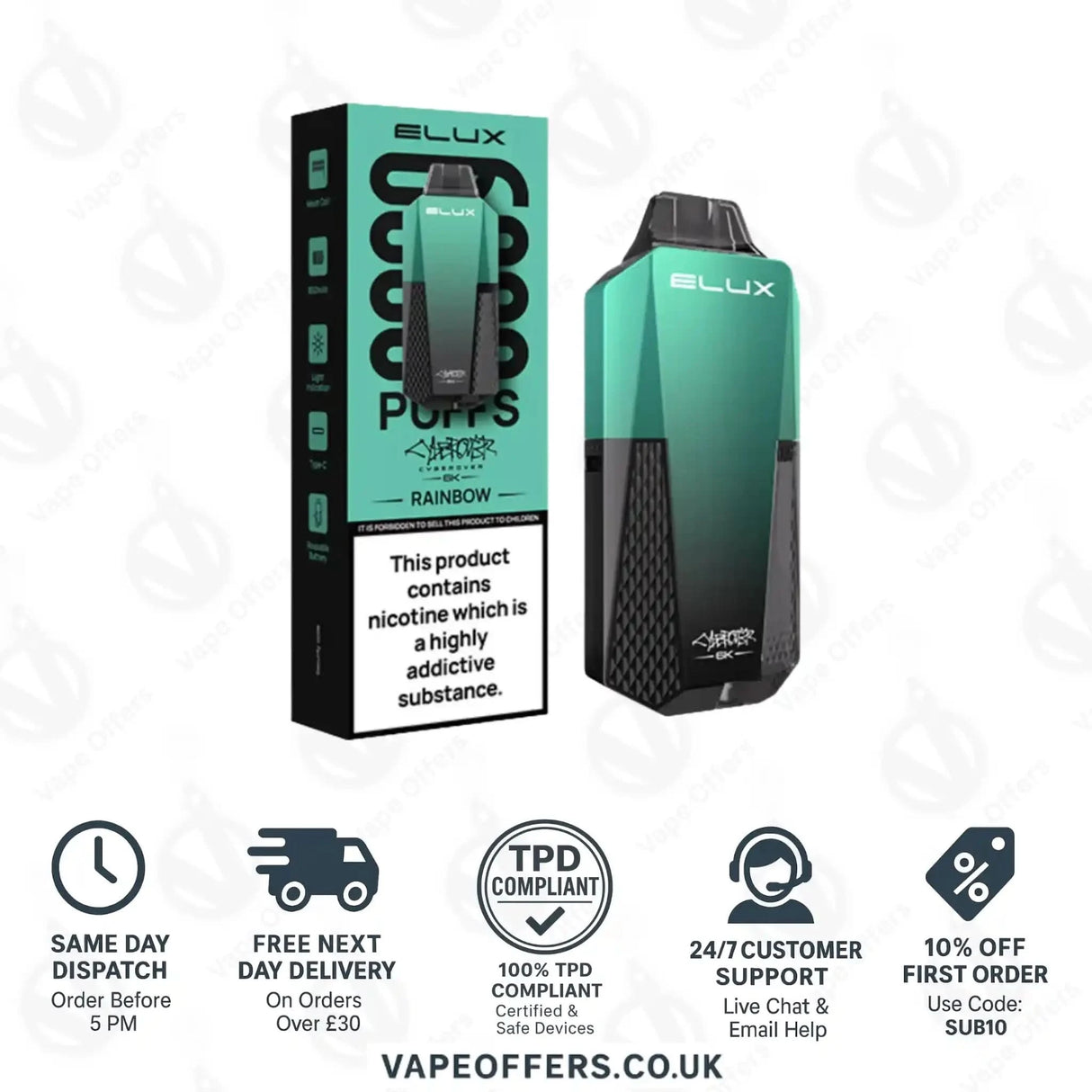 Elux Cyberover 6k Prefilled Pod Kit Rainbow