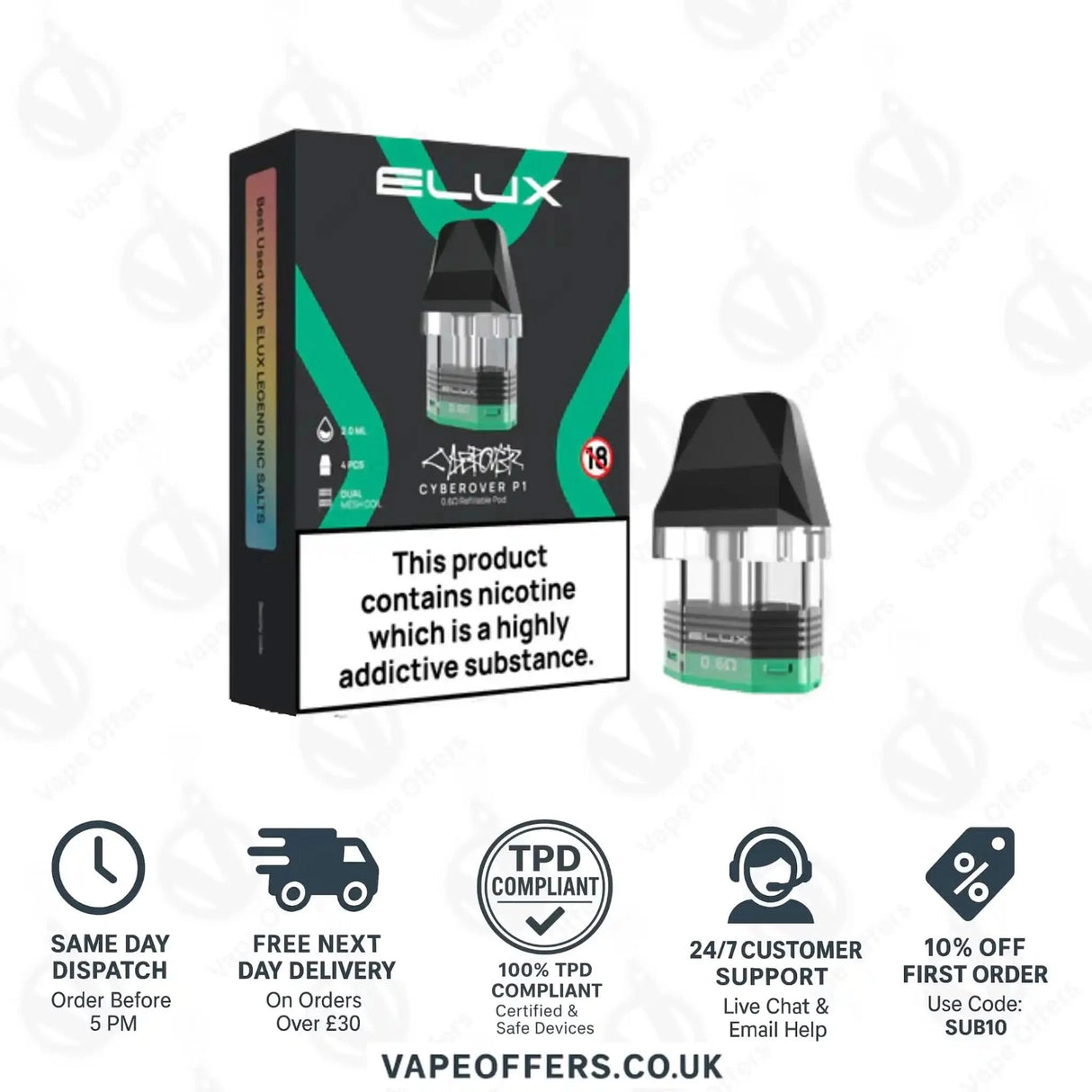 Elux Cyberover P1 Replacement Pod Cartridges 0.6ohm