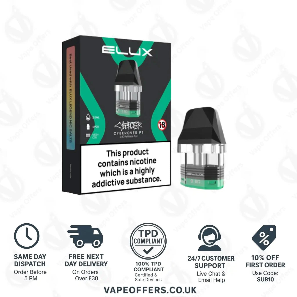 Elux Cyberover P1 Replacement Pod Cartridges 0.8ohm
