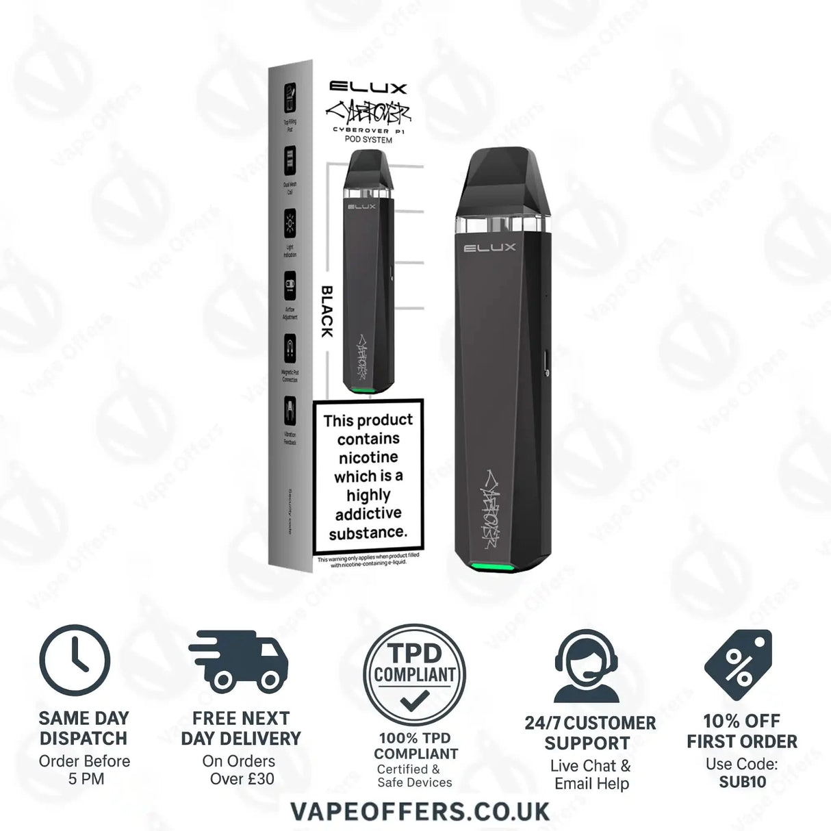 Elux Cyberover P1 Vape Pod Kit Black