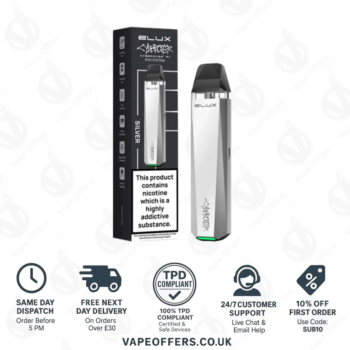 Elux Cyberover P1 Vape Pod Kit Silver