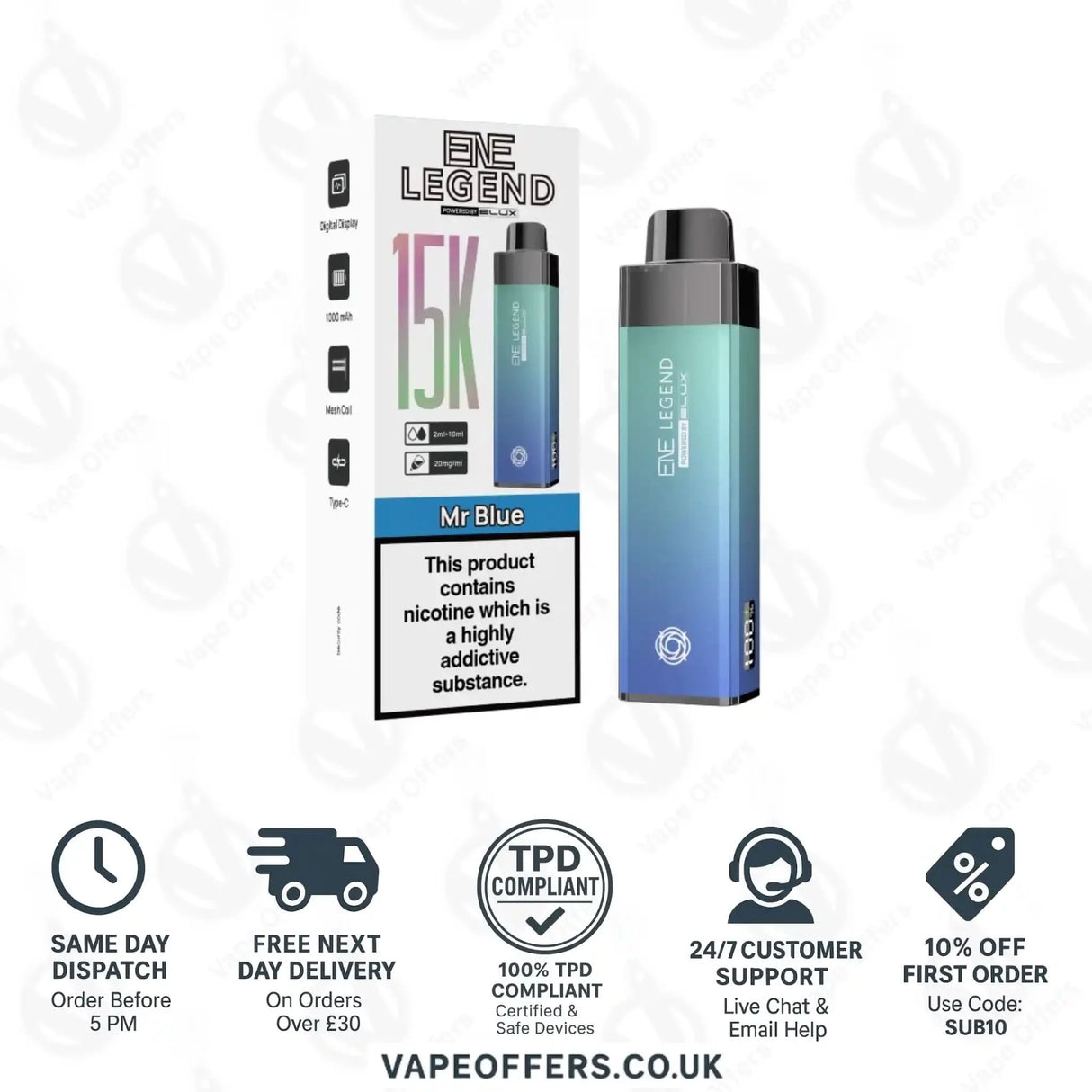 Elux ENE Legend 15k Prefilled Pod Kit Mr Blue
