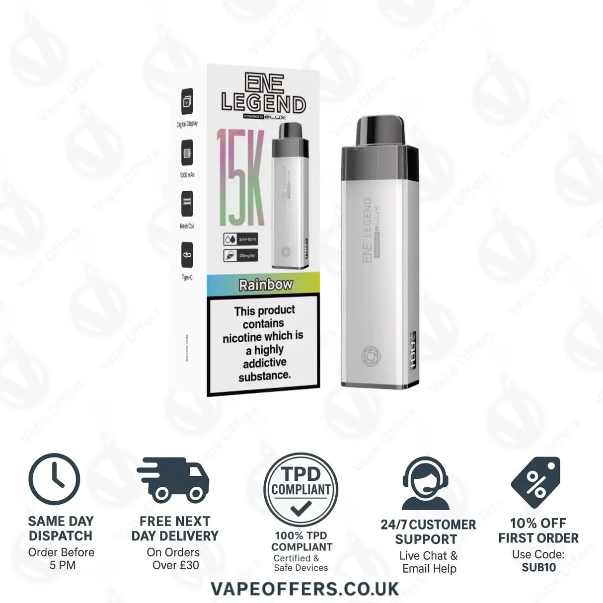 Elux ENE Legend 15k Prefilled Pod Kit Rainbow