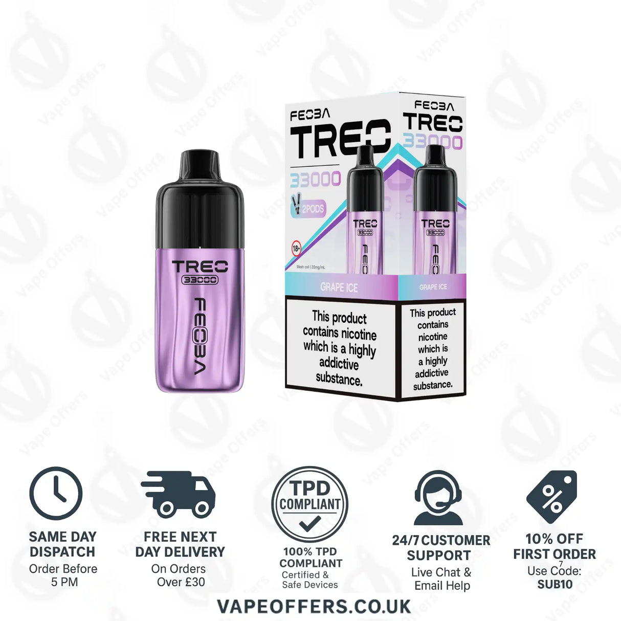 FEOBA Treo 33K Prefilled Pod Vape Kit Grape Ice