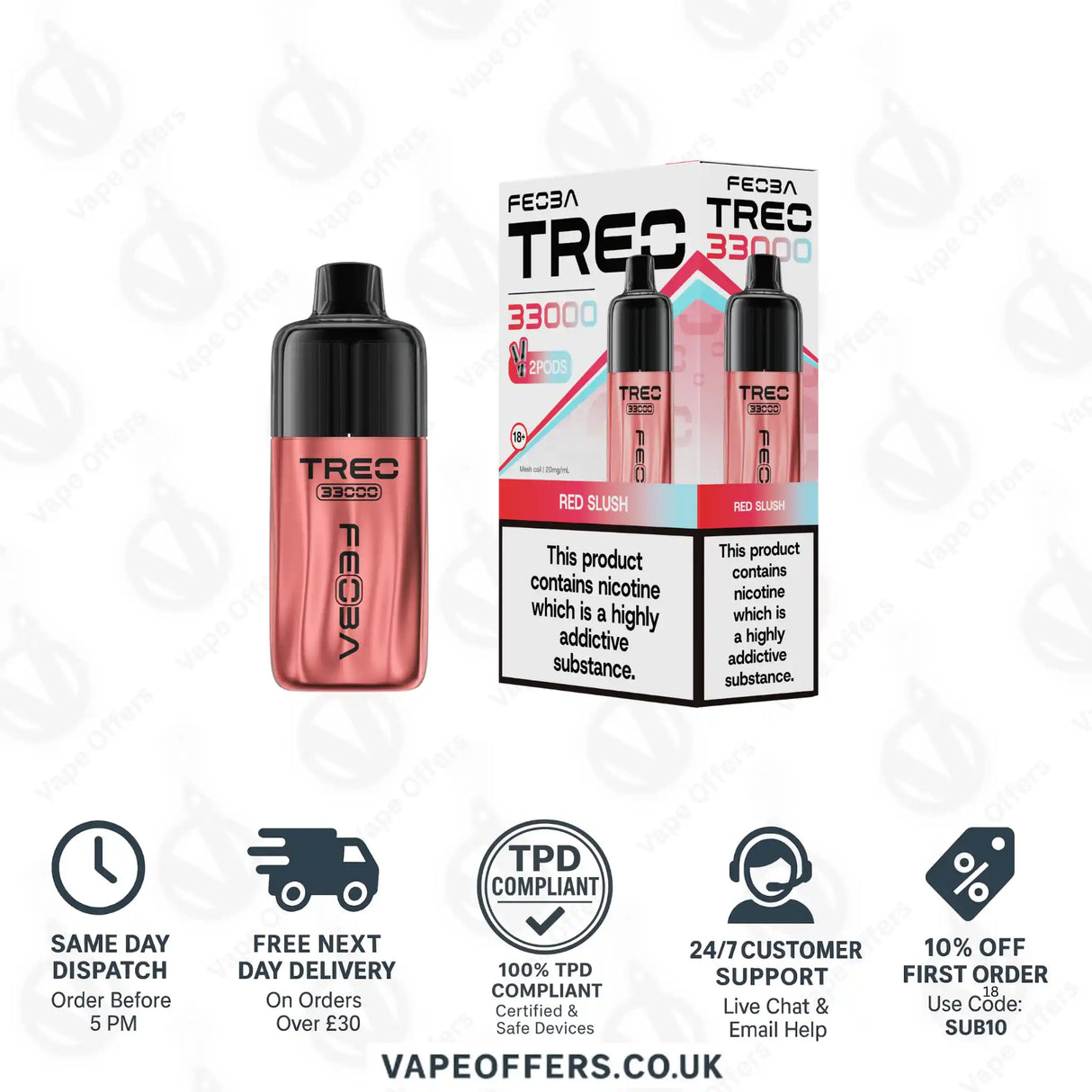 FEOBA Treo 33K Prefilled Pod Vape Kit Red Slush