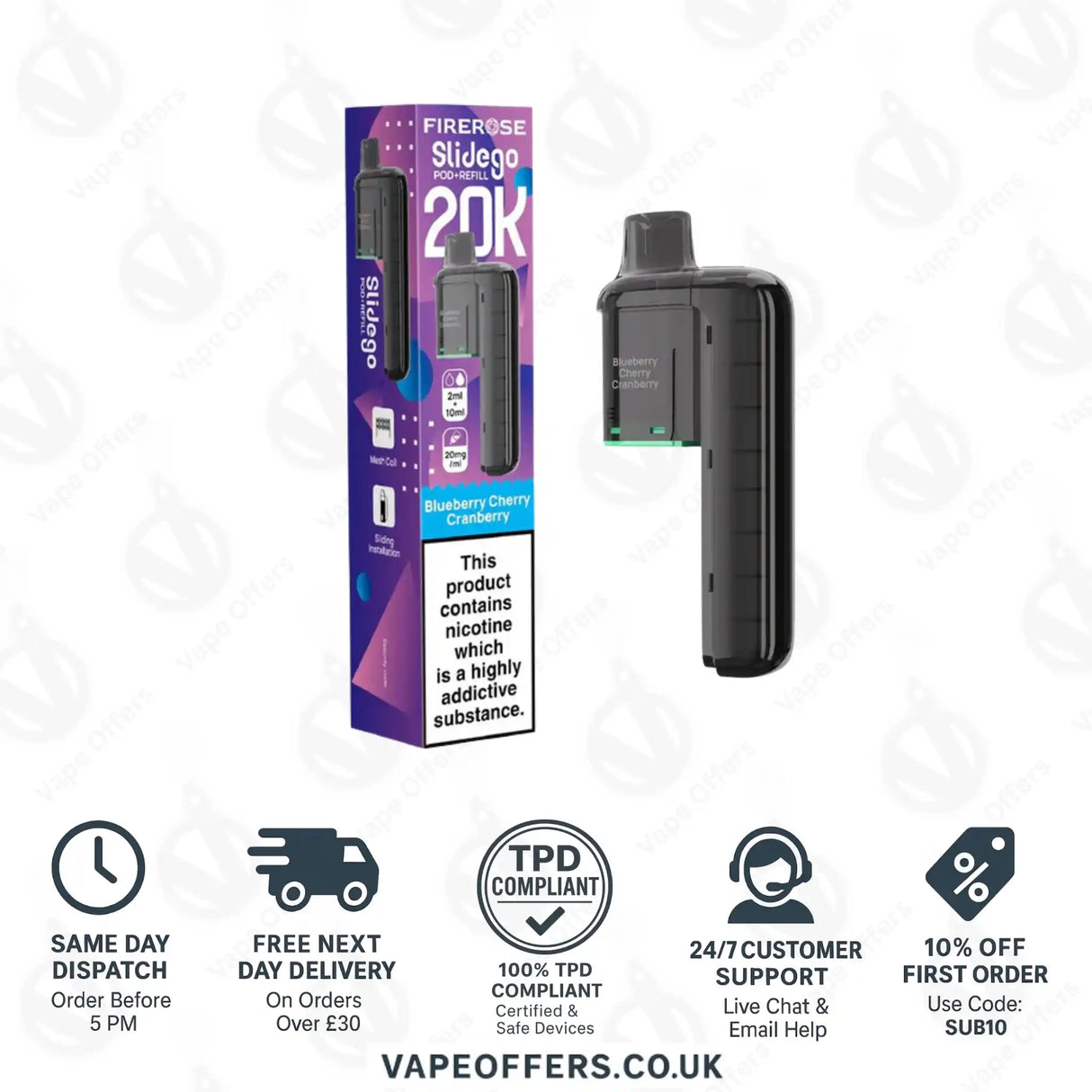 Firerose SlideGo 40K Blueberry Cherry Cranberry Prefilled Pod