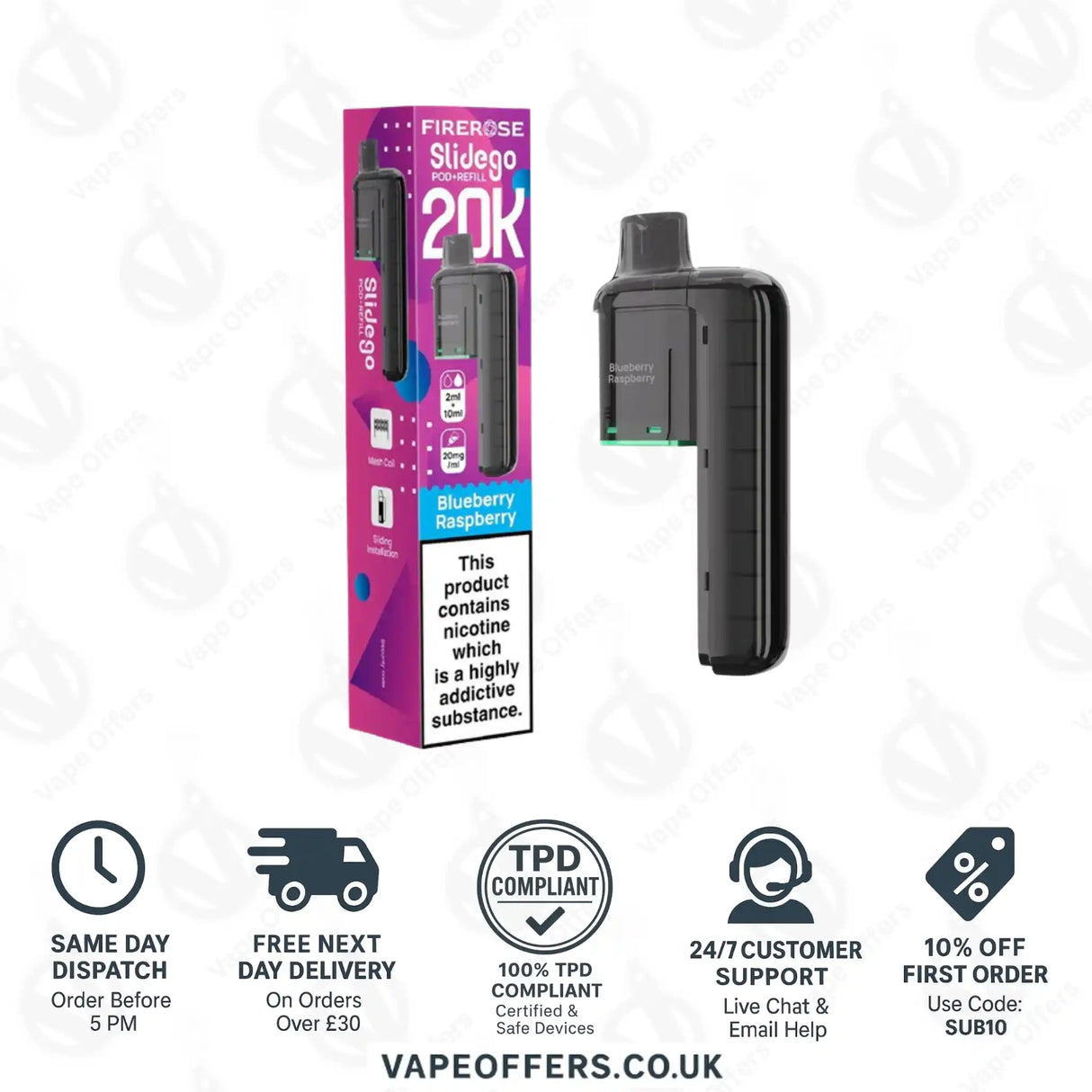 Firerose SlideGo 40K Blueberry Raspberry Prefilled Pod