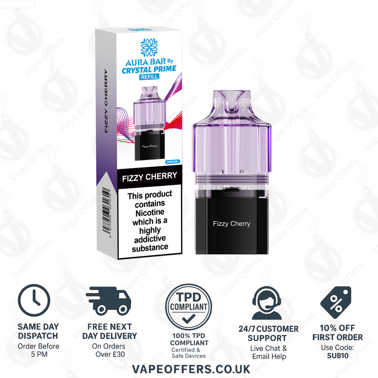 Fizzy Cherry Crystal Prime Aura Bar 10k Pod