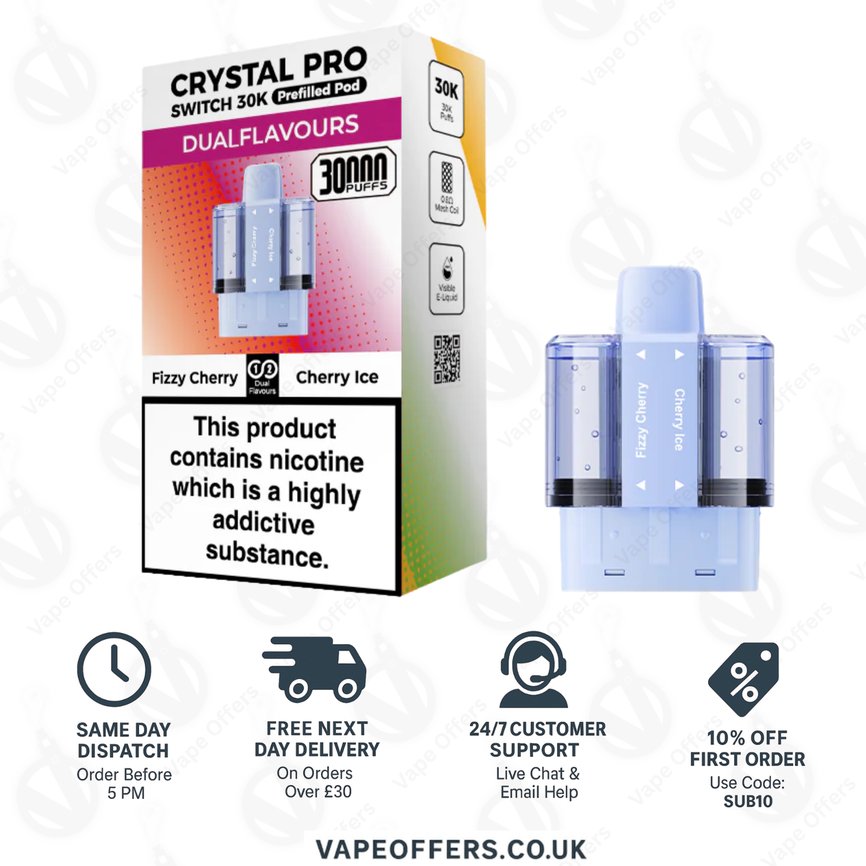 Crystal Pro Switch 30k Prefilled | Replacement Pods | 5 for £35