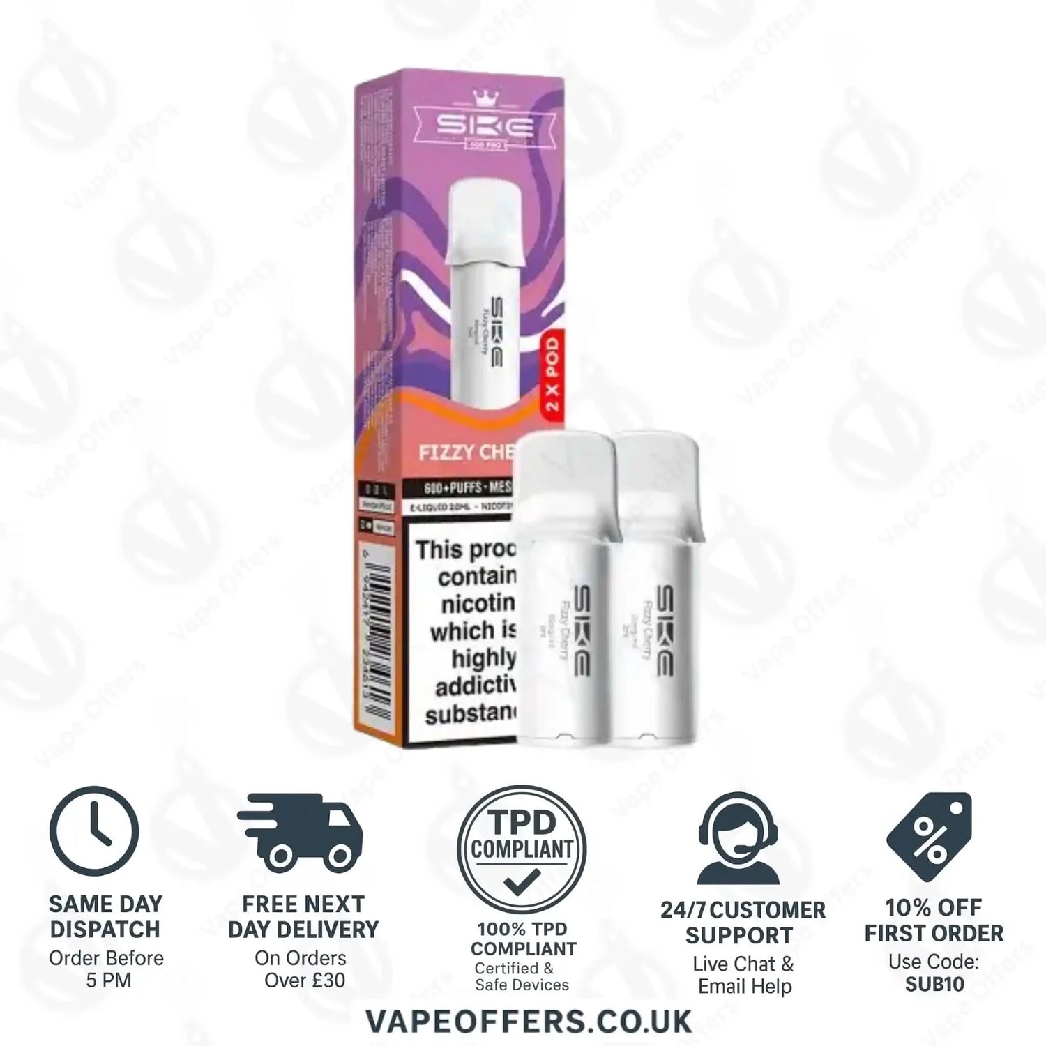 Fizzy Cherry SKE Crystal Bar 600 Pro Prefilled Pods