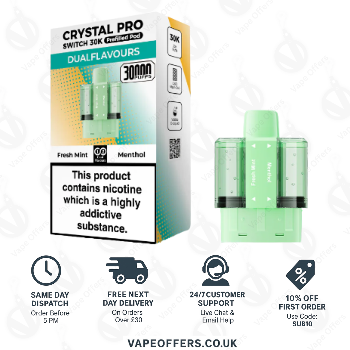 Crystal Pro Switch 30k Prefilled | Replacement Pods | 5 for £35