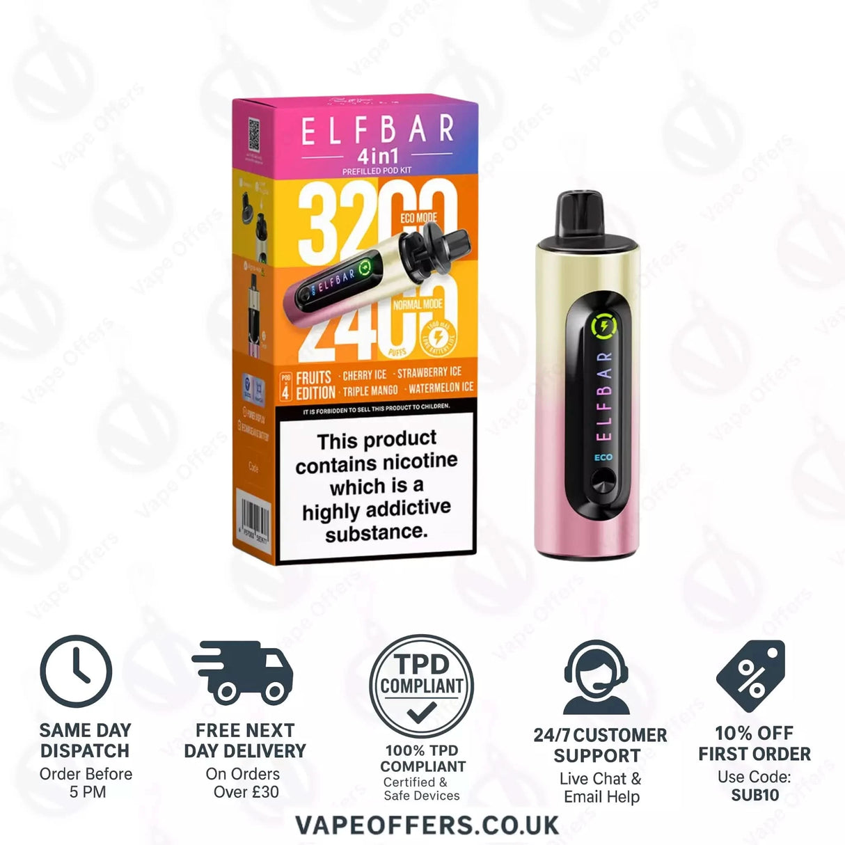 Fruits Edition Elf Bar 4 in 1 3200 Puffs Prefilled Pod Kit