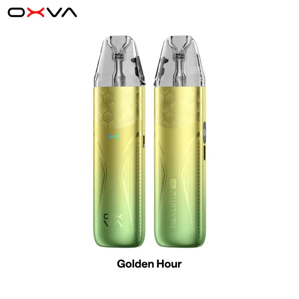 OXVA NeXLIM 2 Mini pod kit in Golden Hour special edition, front and back