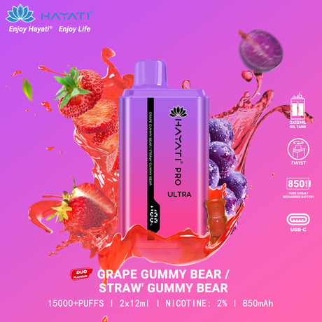 Grape Gummy Bear / Strawberry Gummy Bear - Hayati Pro Ultra 15000 Puffs