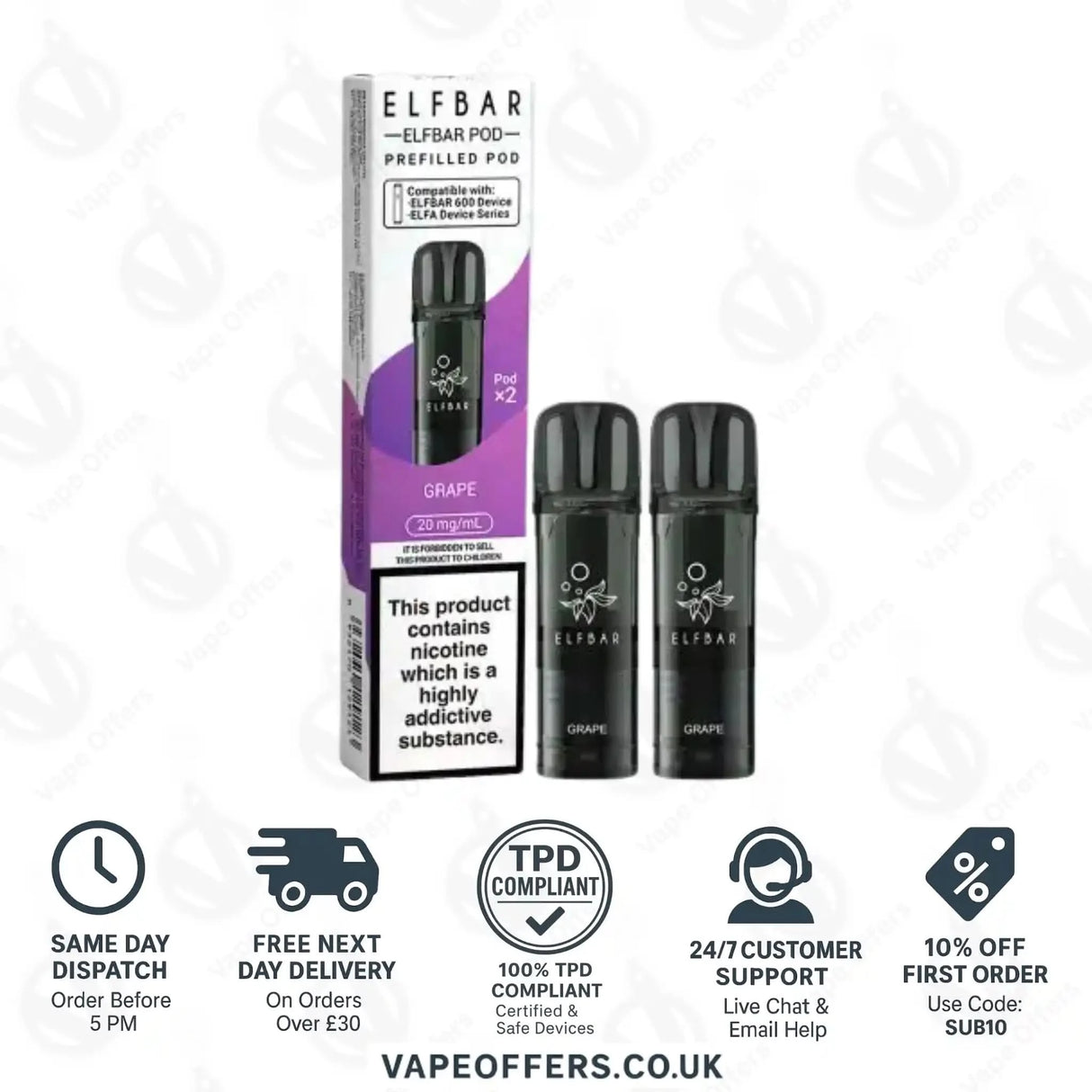 Grape Elf Bar 600 Prefilled Pod