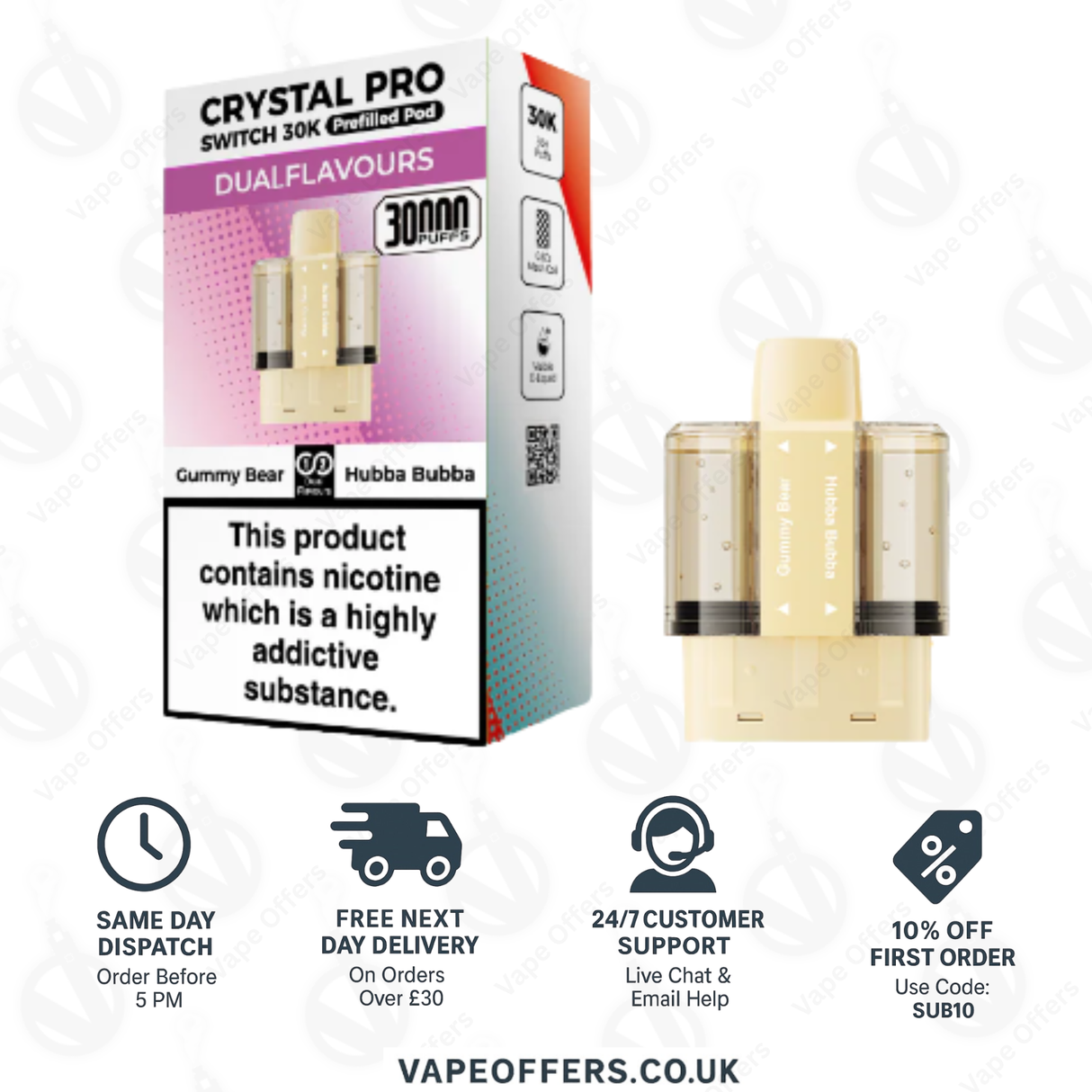 Crystal Pro Switch 30k Prefilled | Replacement Pods | 5 for £35
