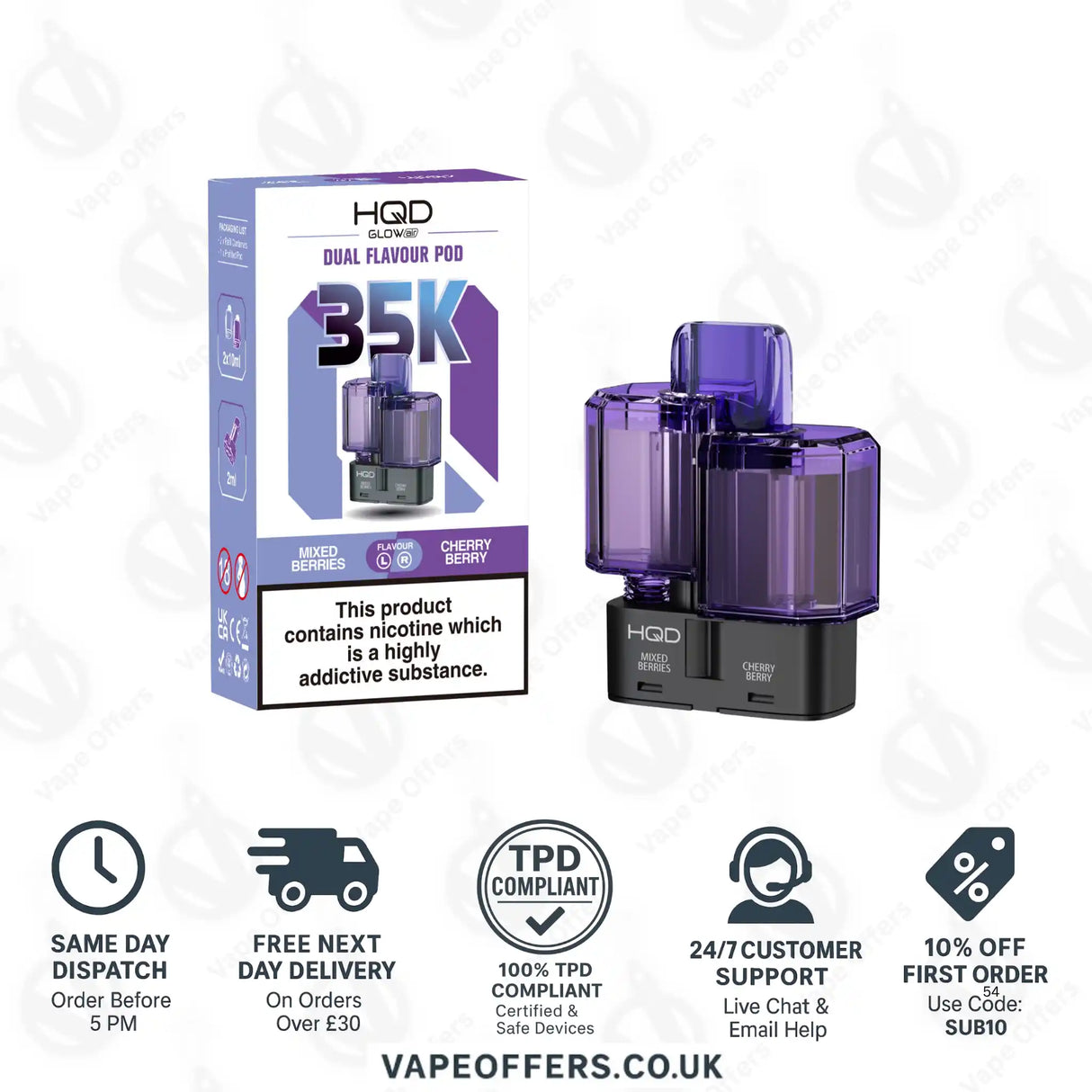 HQD Glow Air 35k Prefilled Refill Pods Mixed Berries & Cherry Berry