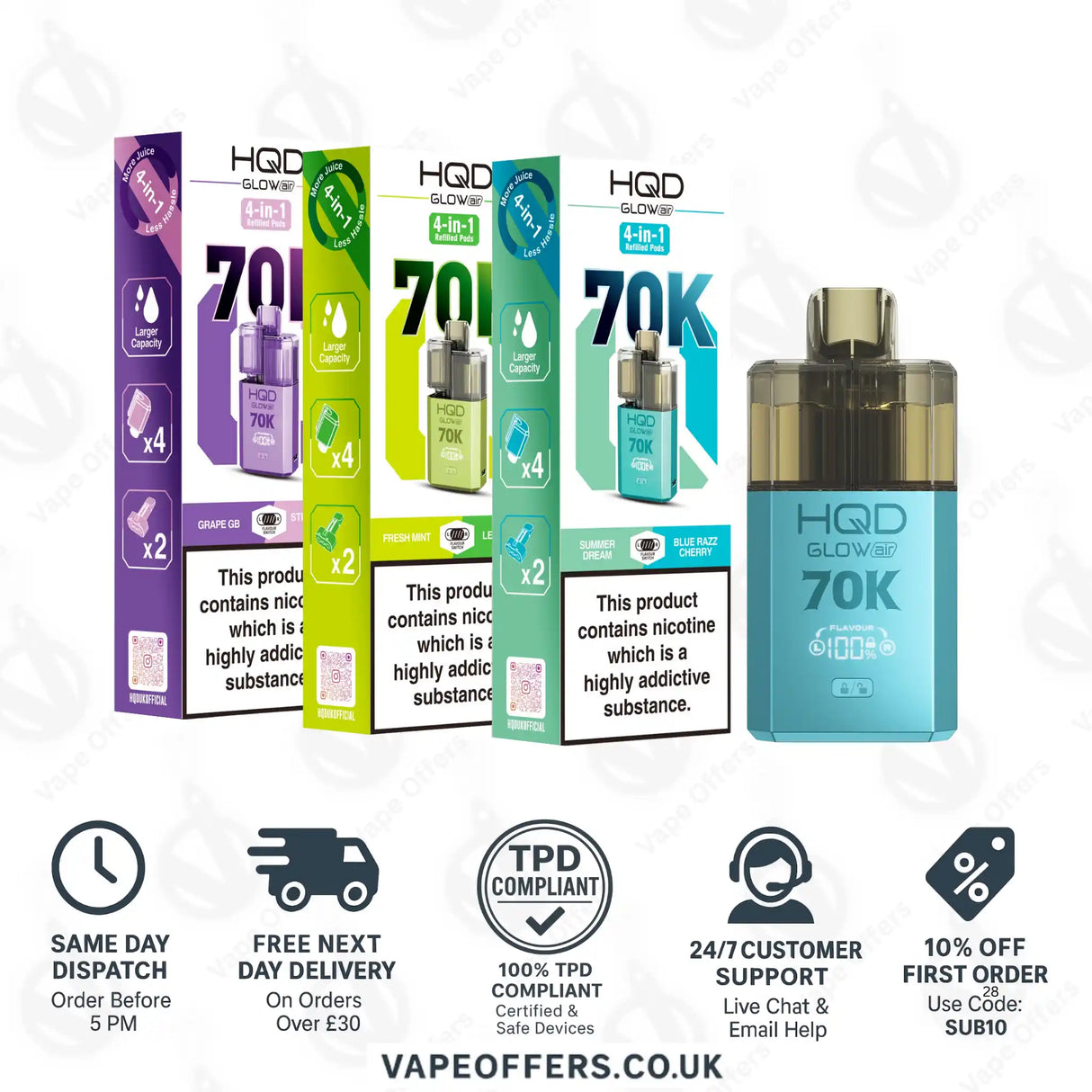 HQD Glow Air 70K Prefilled Pod Kit